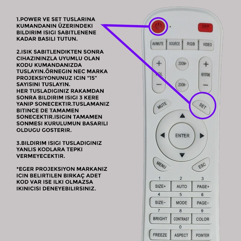 HUAYU AKILLI PROJEKSİYON KUMANDASI RM-P1562