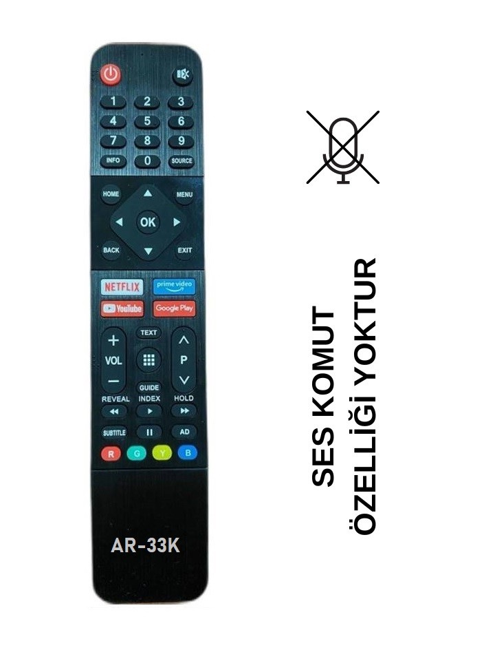 (SES KOMUTSUZ) ARÇELİK*BEKO*GRUNDIG NETFLIX-YOUTUBE-PRIME VIDEO-GOOGLE PLAY TUŞLU LCD-LED TV -7794 (YE-2214)