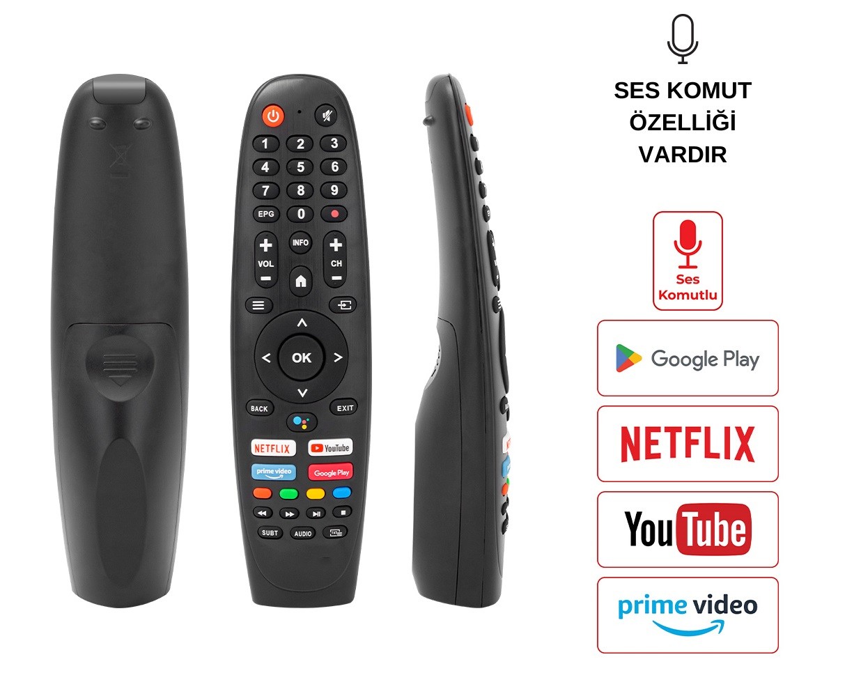 (SES KOMUTLU) ONVO-PROFİLO-SABA NETFLIX-YOUTUBE-GOOGLE PLAY-PRIME VIDEO TUŞLU LCD-LED TV KUMANDA