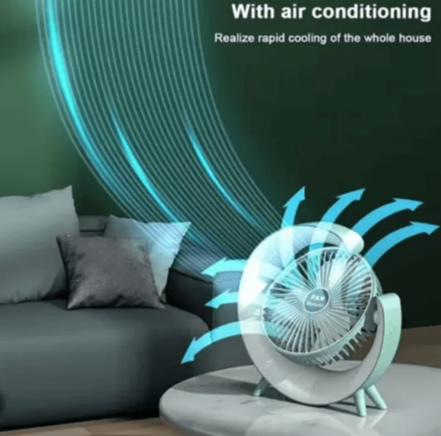  Masaüstü Vantilatör Usb Şarjlı Rgb Led Işıklı 3 Kademeli 180° Ayarlanabilir Soğutucu Fan 