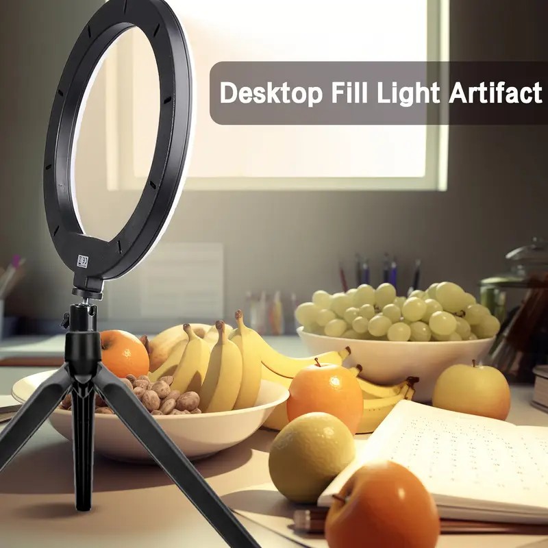 26 cm LED Halka Işık Seti Tripod ve Telefon Tutucu ile, 3 Işık Modu, Ayarlanabilir, Makyaj ve Yayın Işığı image