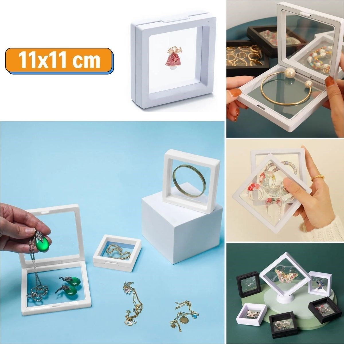 Takı, Ziynet, Hatıra, Koleksiyon Saklama Kutusu/ Şeffaf Film Çerçevesi 11x11cm/ Stantlı  image
