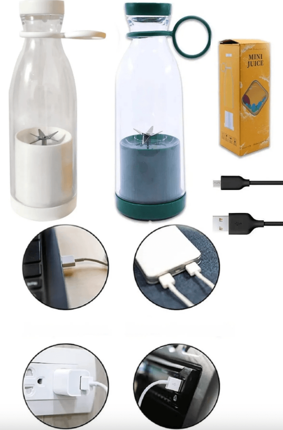 Taşınabilir Şarjlı Blender: Mini Meyve Karıştırıcı, USB Şarjlı, Pratik Smoothie Şişesi 350 ml