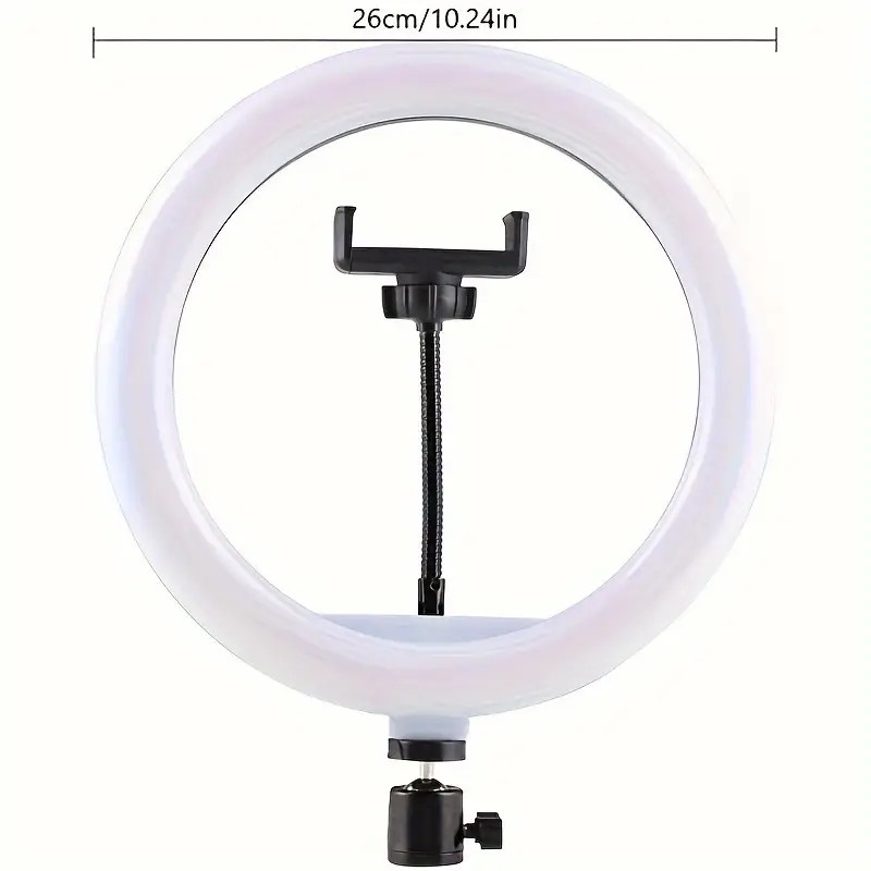 26 cm LED Halka Işık Seti Tripod ve Telefon Tutucu ile, 3 Işık Modu, Ayarlanabilir, Makyaj ve Yayın Işığı