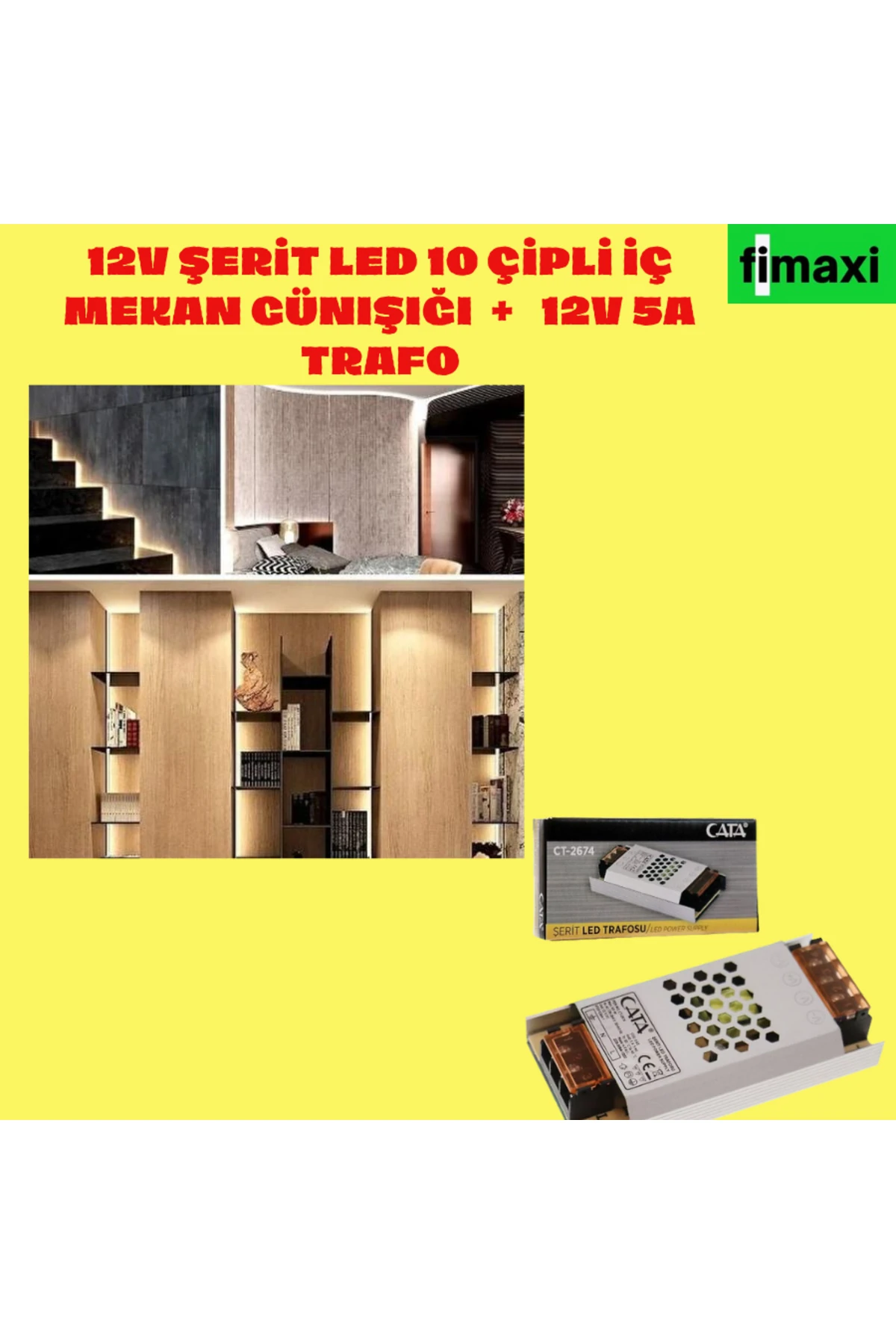 ŞERİT LED GÜN IŞIĞI 12V + 5 AMPER TRAFO İLEBİRLİKTE