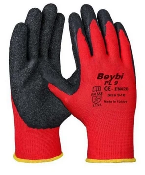PL9 Polyester Örme Lateks Eldiven  (12 çift)