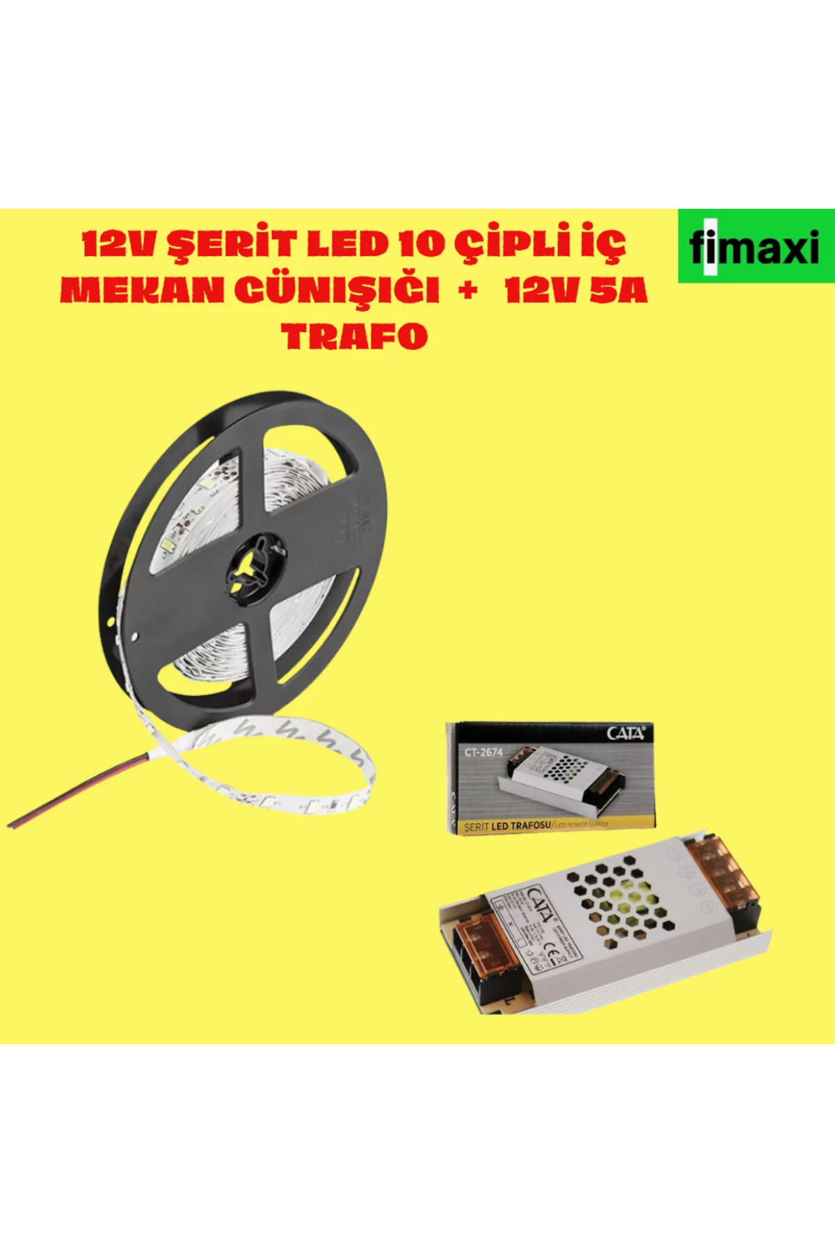 ŞERİT LED GÜN IŞIĞI 12V + 5 AMPER TRAFO İLEBİRLİKTE