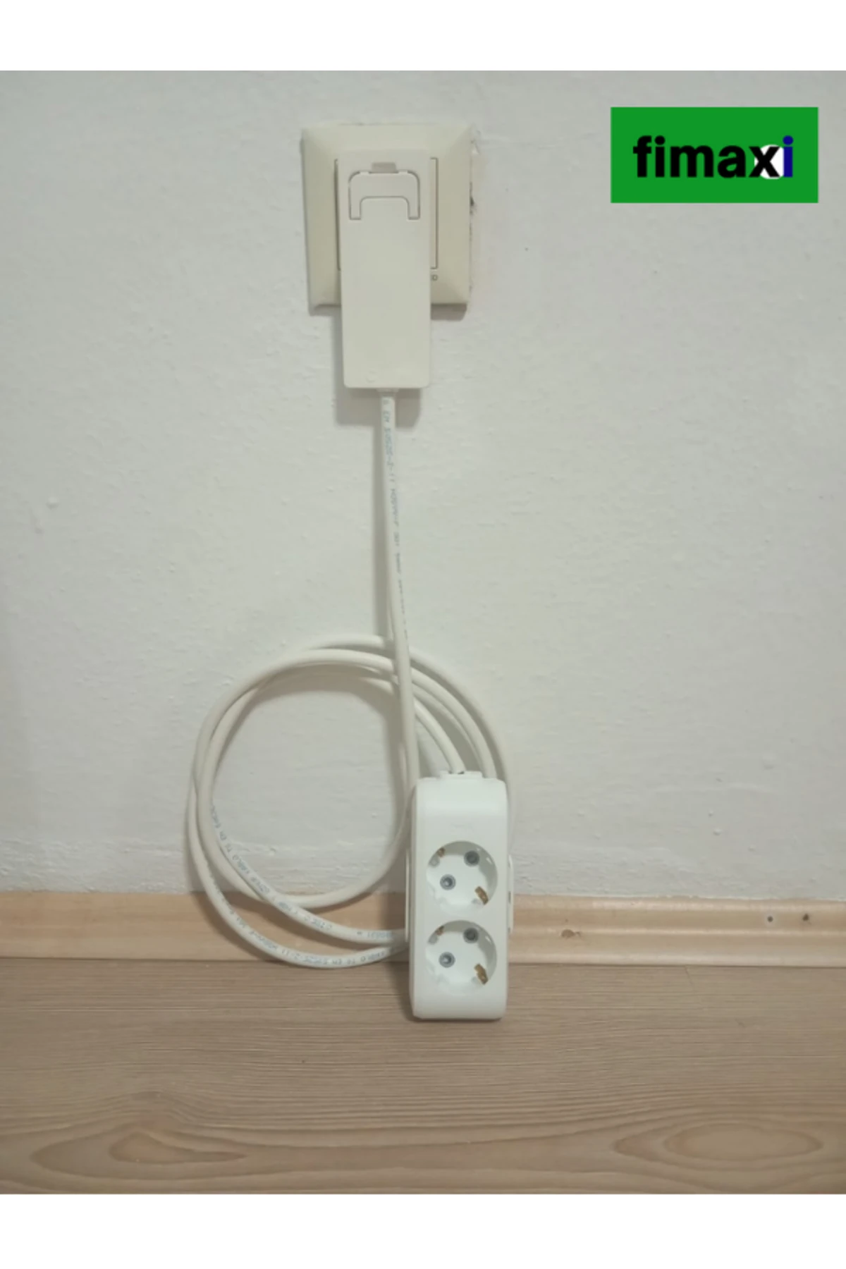 Uzatma Kablosu ikili grup priz 3 metre kablolu İnce Fişli, Dar Alanlara Uygun BEYAZ
