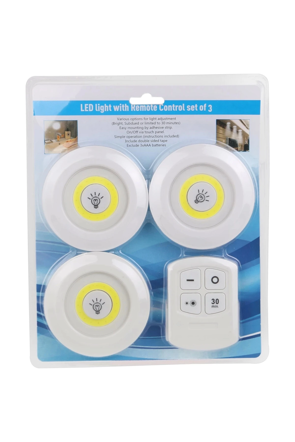 3 lü Yapışkanlı Uzaktan Kumandalı Led Spotlar fimaxi5