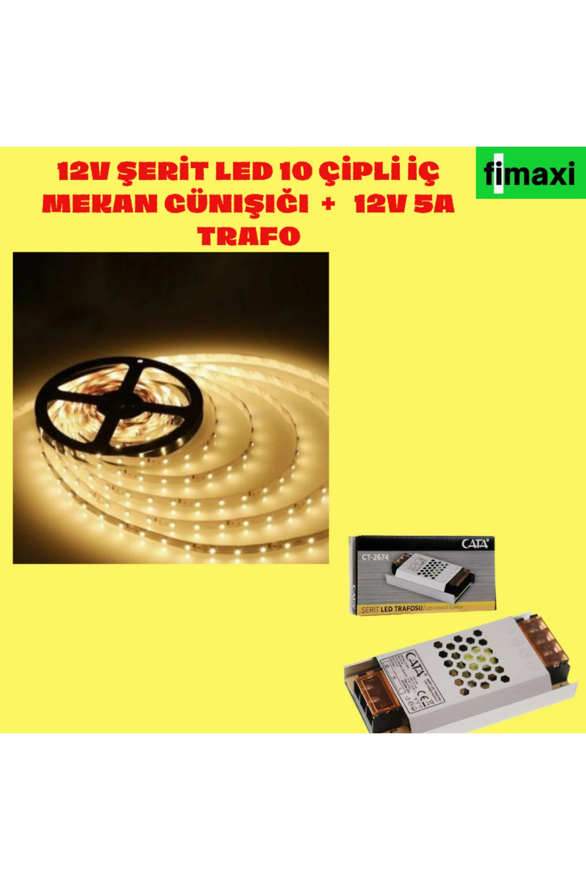 ŞERİT LED GÜN IŞIĞI 12V + 5 AMPER TRAFO İLEBİRLİKTE