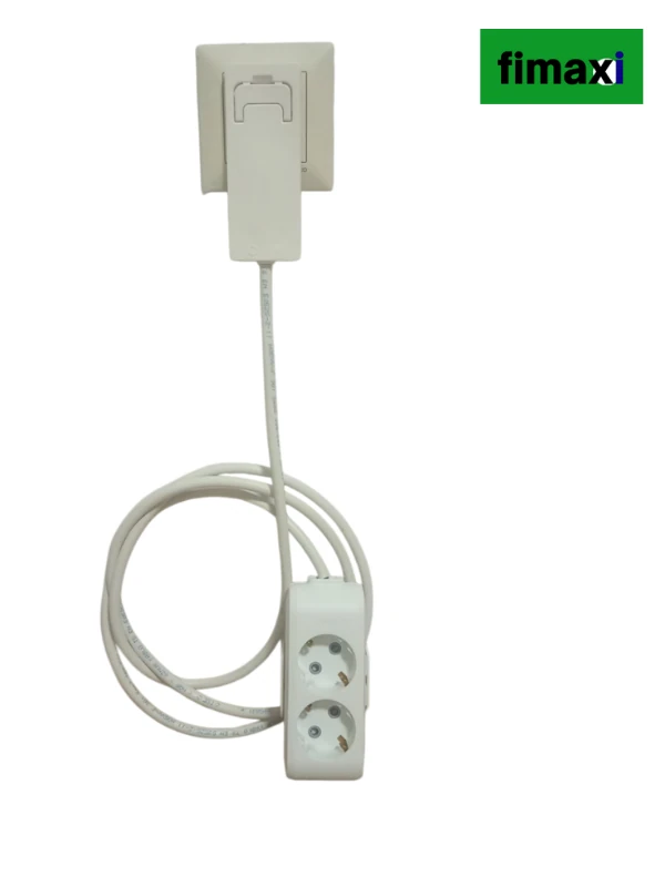 Uzatma Kablosu – Anahtarlı üçlü Grup Priz, İnce Fişli, Beyaz Renk 