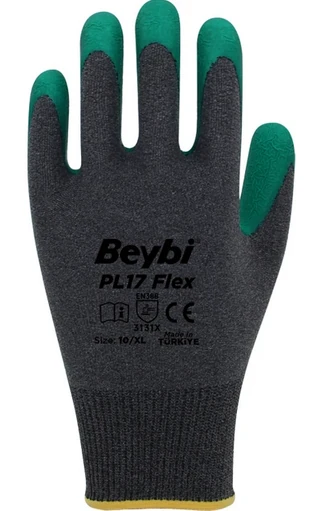 Beybi PL17 Flex Likralı Ipten Örme Lateks Eldiven Yeşil 12 Çift 