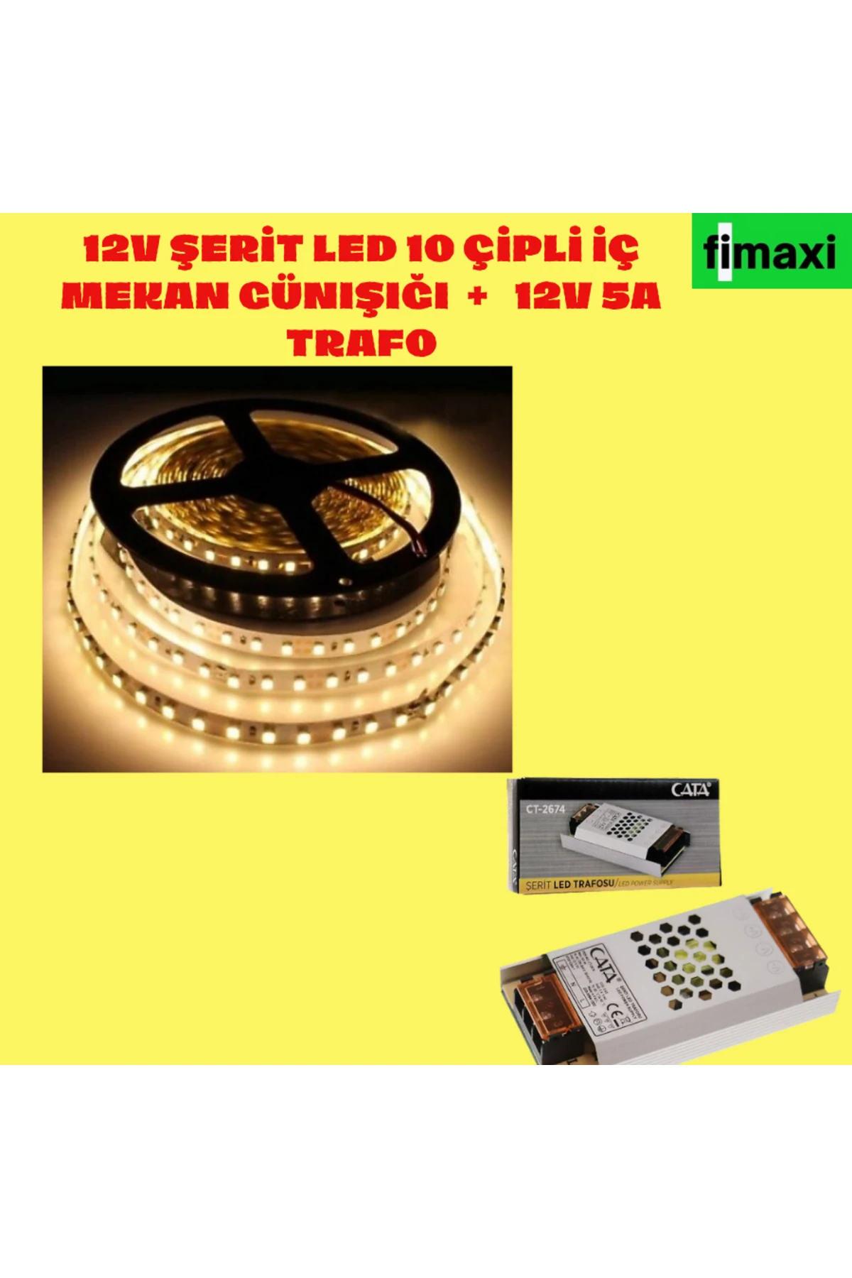 ŞERİT LED GÜN IŞIĞI 12V + 5 AMPER TRAFO İLEBİRLİKTE