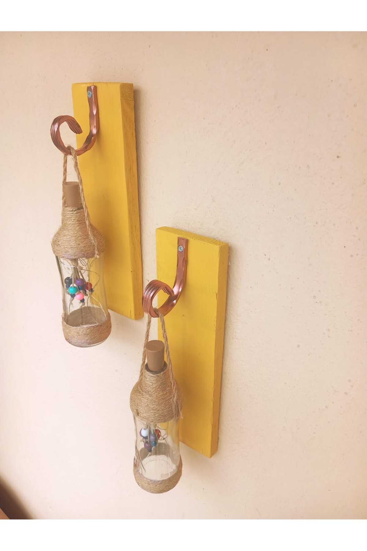 Ledli Hasır İp Desenli Bahçe Balkon Dekoratif Cam şise rgb Ledli  2 Lİ