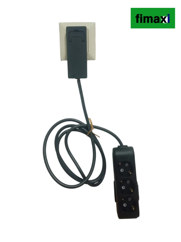 Uzatma Kablosu Üçlü priz Kablolu İnce Fişli, Dar Alanlara Uygun siyah renk