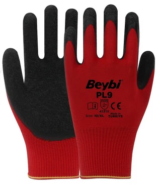 PL9 Polyester Örme Lateks Eldiven  (12 çift)