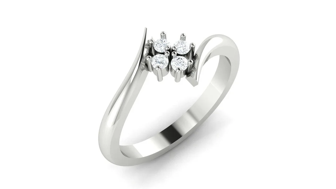 Dalga Form 4 Taş Pırlanta Yüzük GIA/HRD 