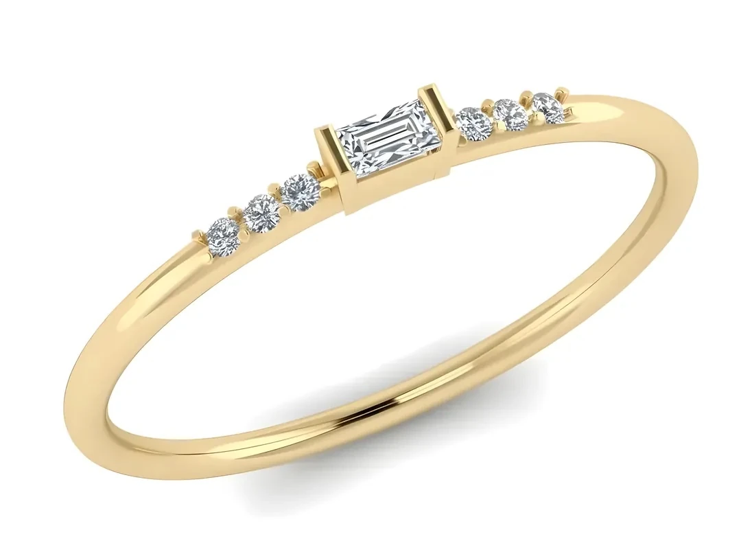 Yarım Tur Emerald Cut Pırlanta Yüzük GIA/HRD