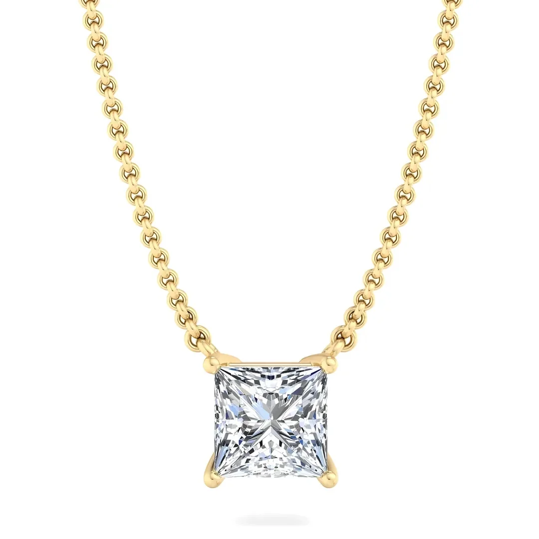 Prenses Kesim Tektaş Pırlanta Kolye GIA/HRD