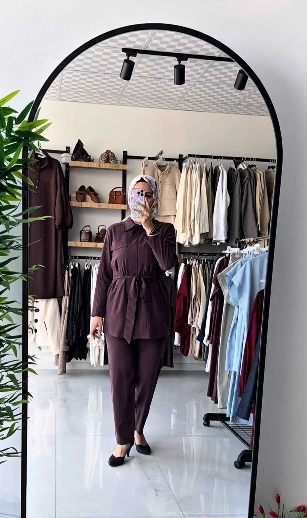 Tensel Pantolonlu Takım - Bordo