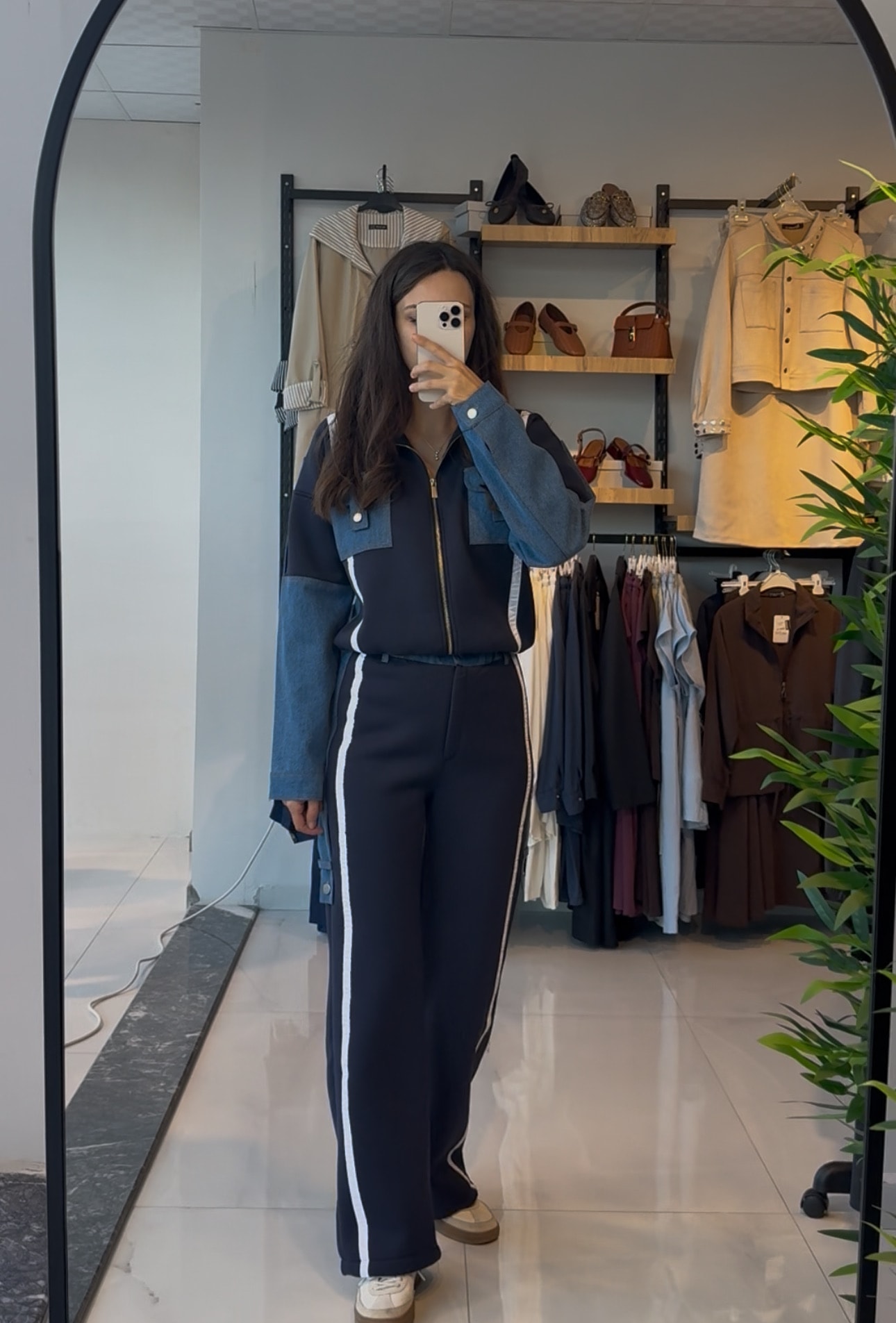 Tasarım Denim Detaylı Eşofman Takımı