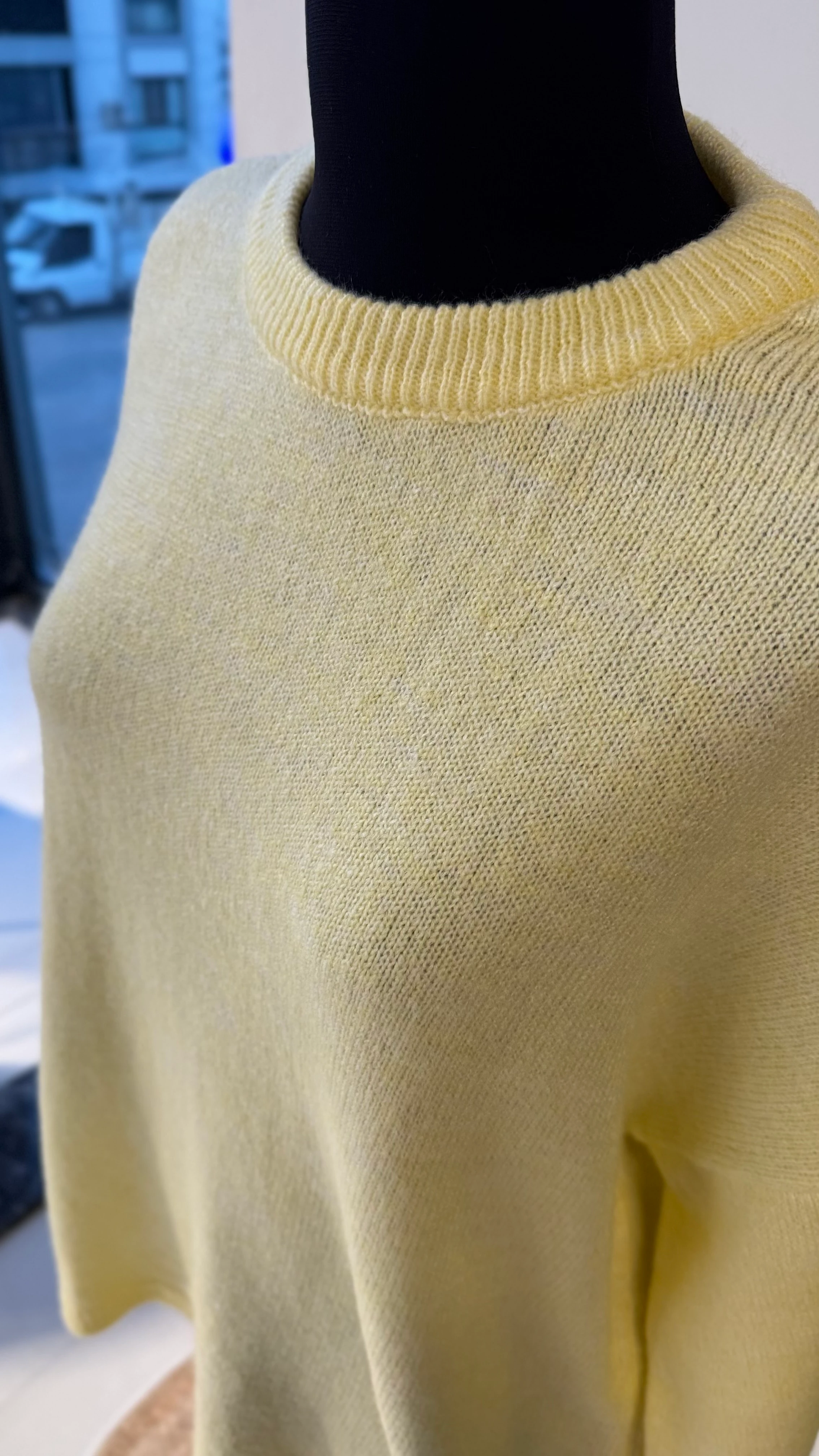 Bisiklet Yaka Rahat Kalıp Kazak - Sarı