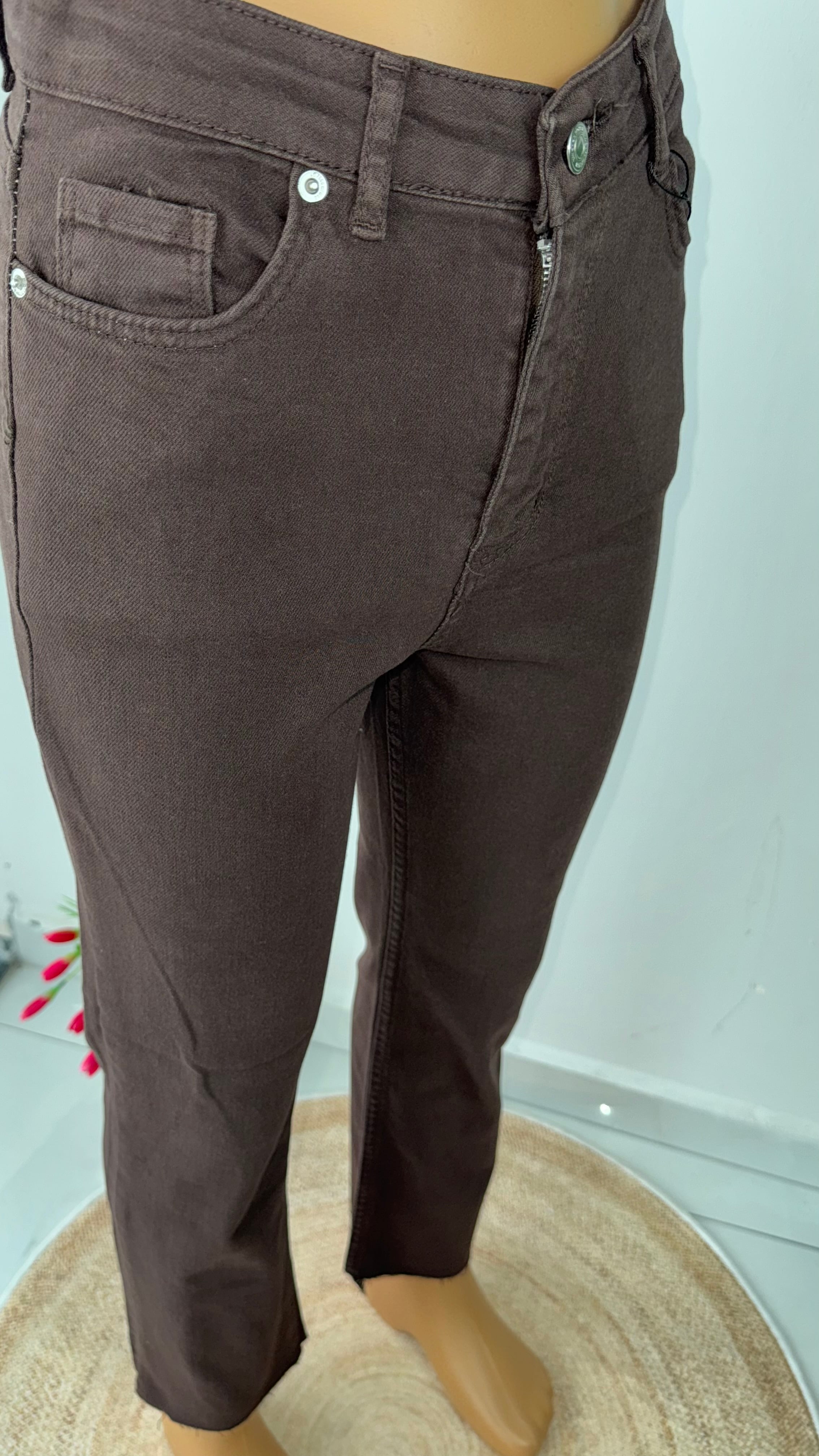 kahverengi fit jeans