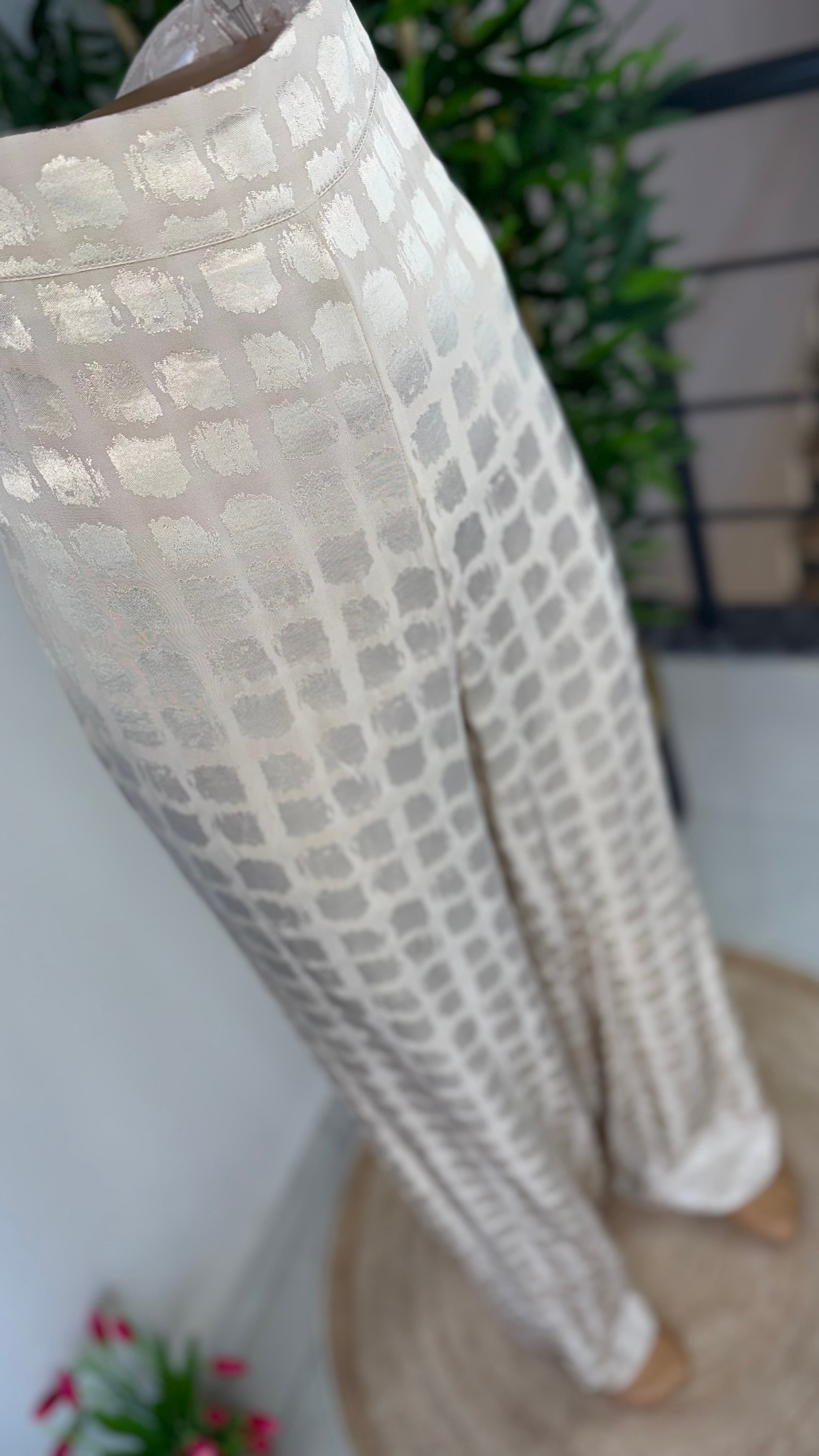 Krem Saten Pantolon
