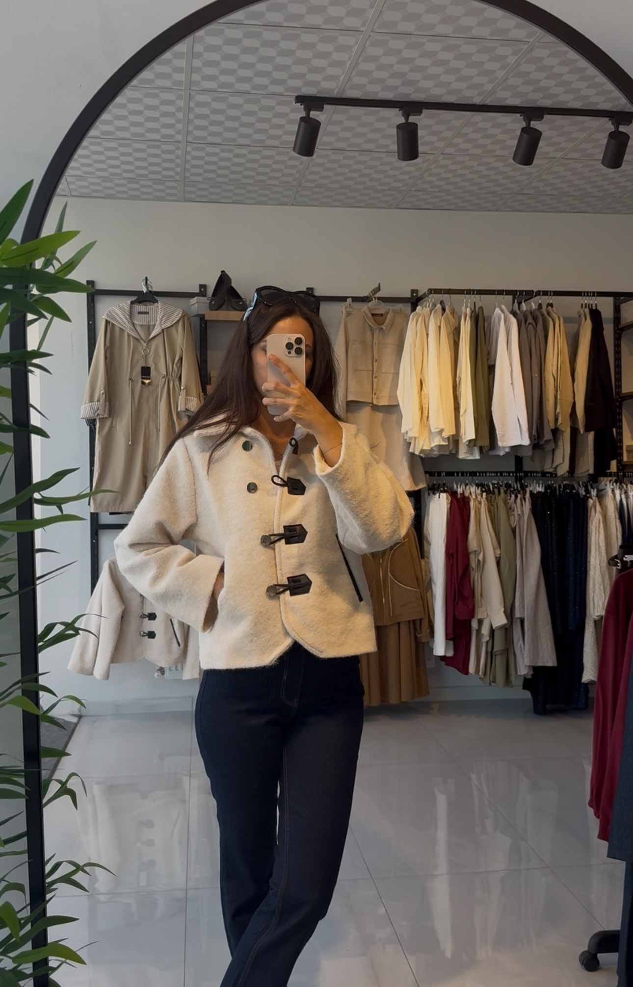 Deri Detaylı Teddy Kısa Ceket