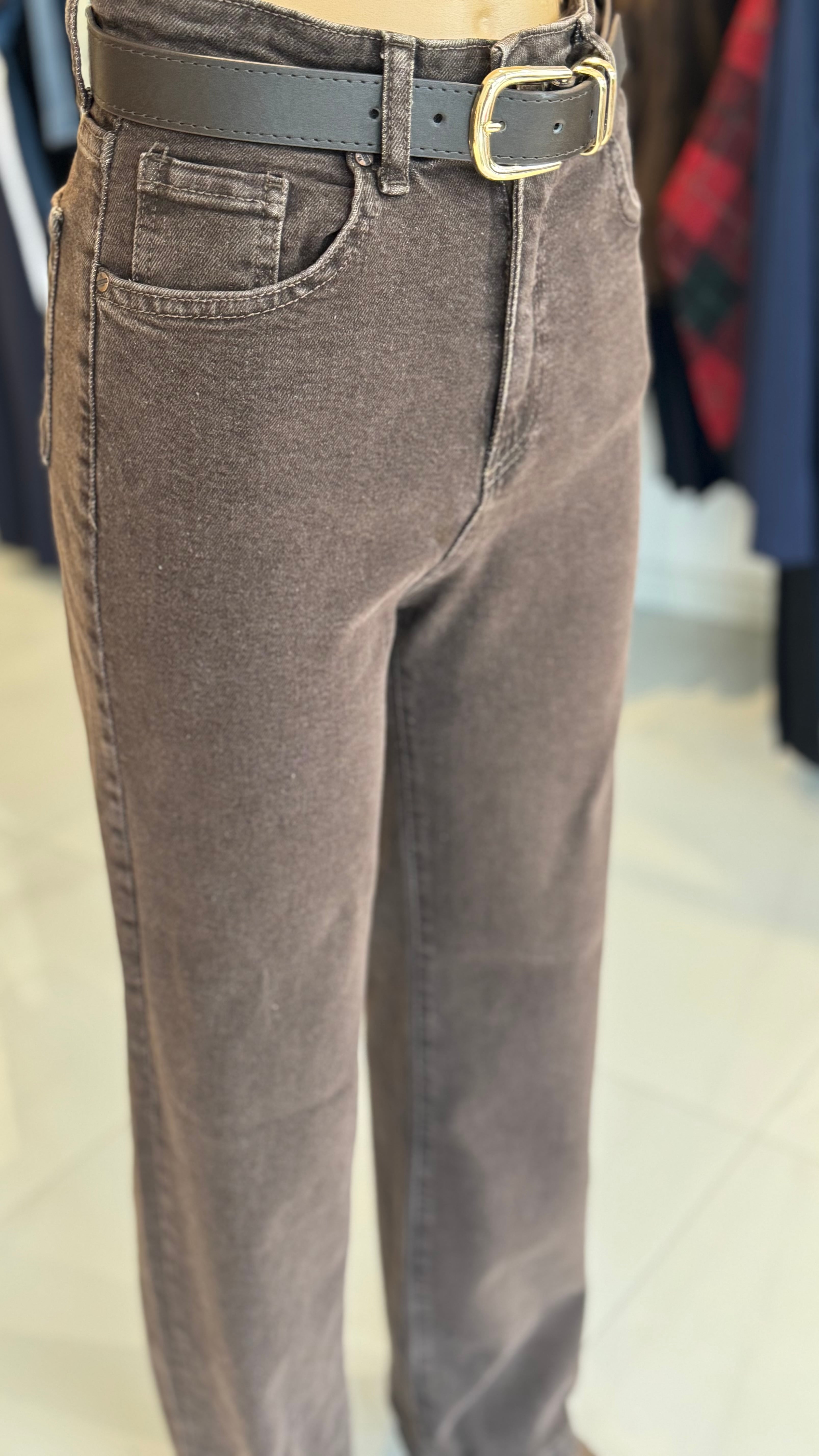 Kemerli kot pantolon