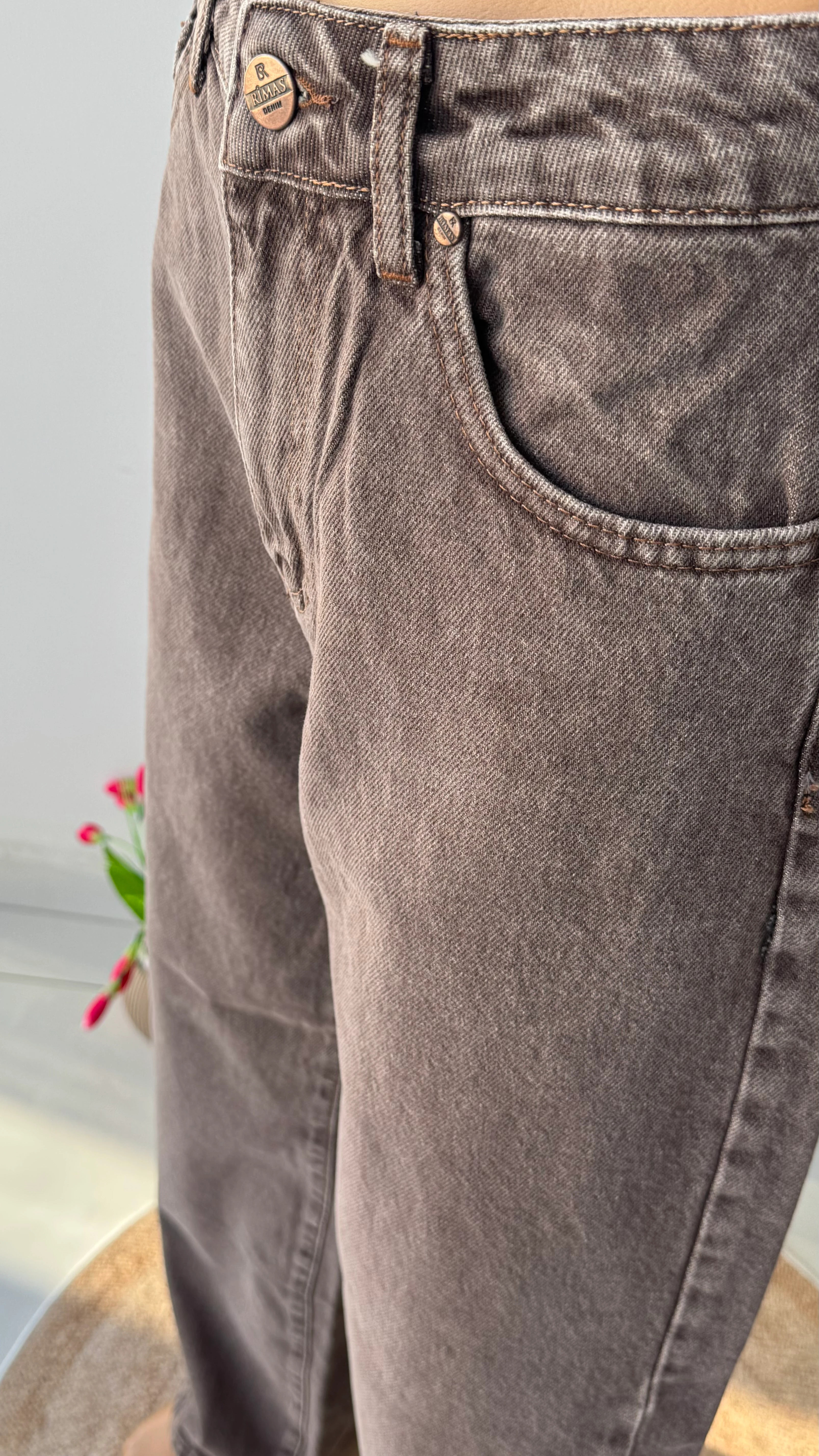 Kahve tint palazzo jean