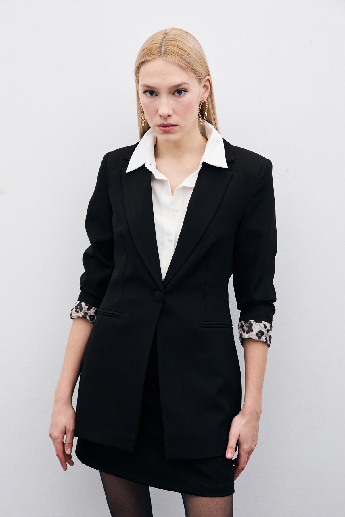 Mono Yaka Klasik Blazer Ceket - Siyah