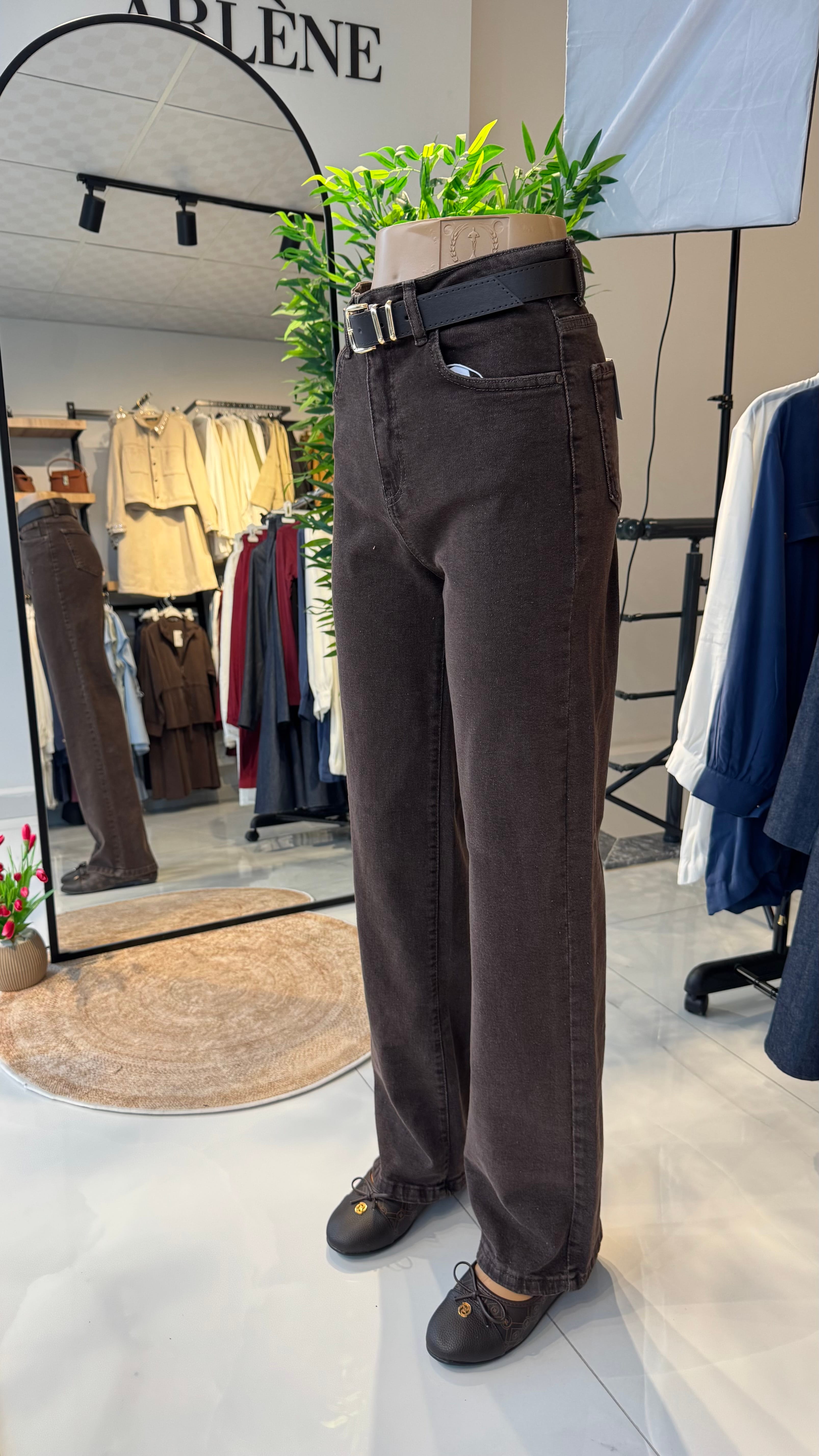 Kemerli kot pantolon