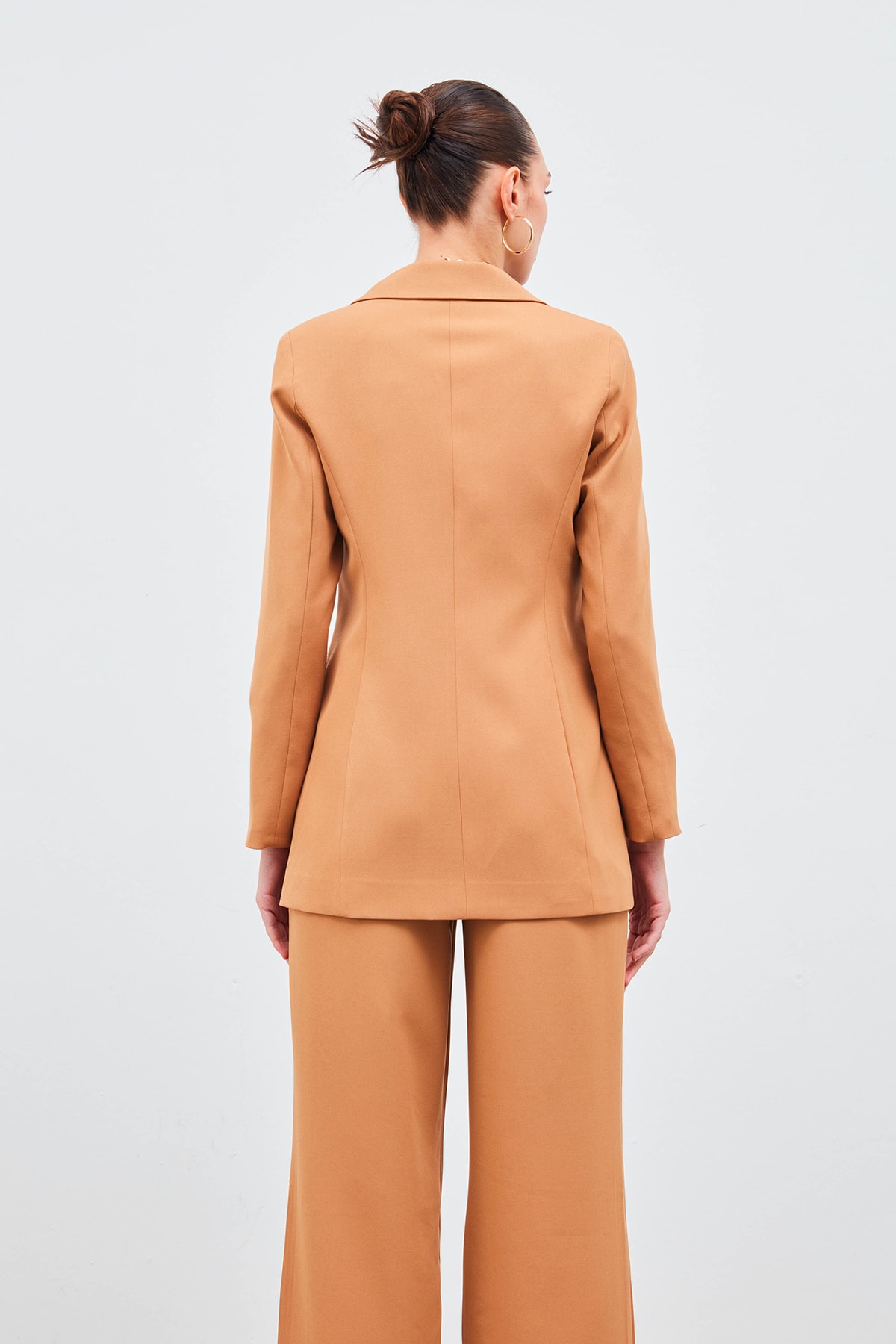 Mono Yaka Klasik Blazer Ceket - Camel