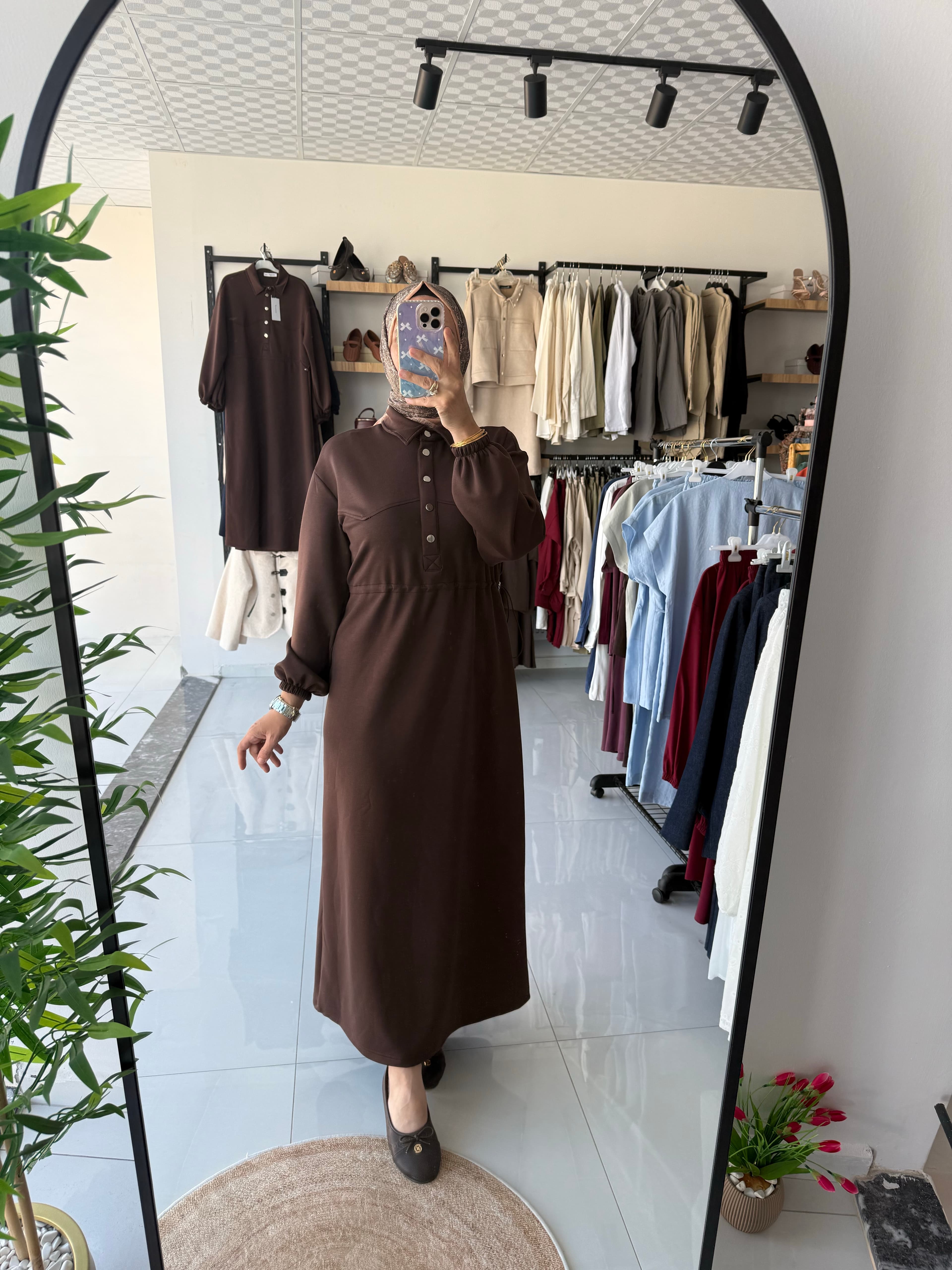 Modal Çıtçıt Detaylı Elbise