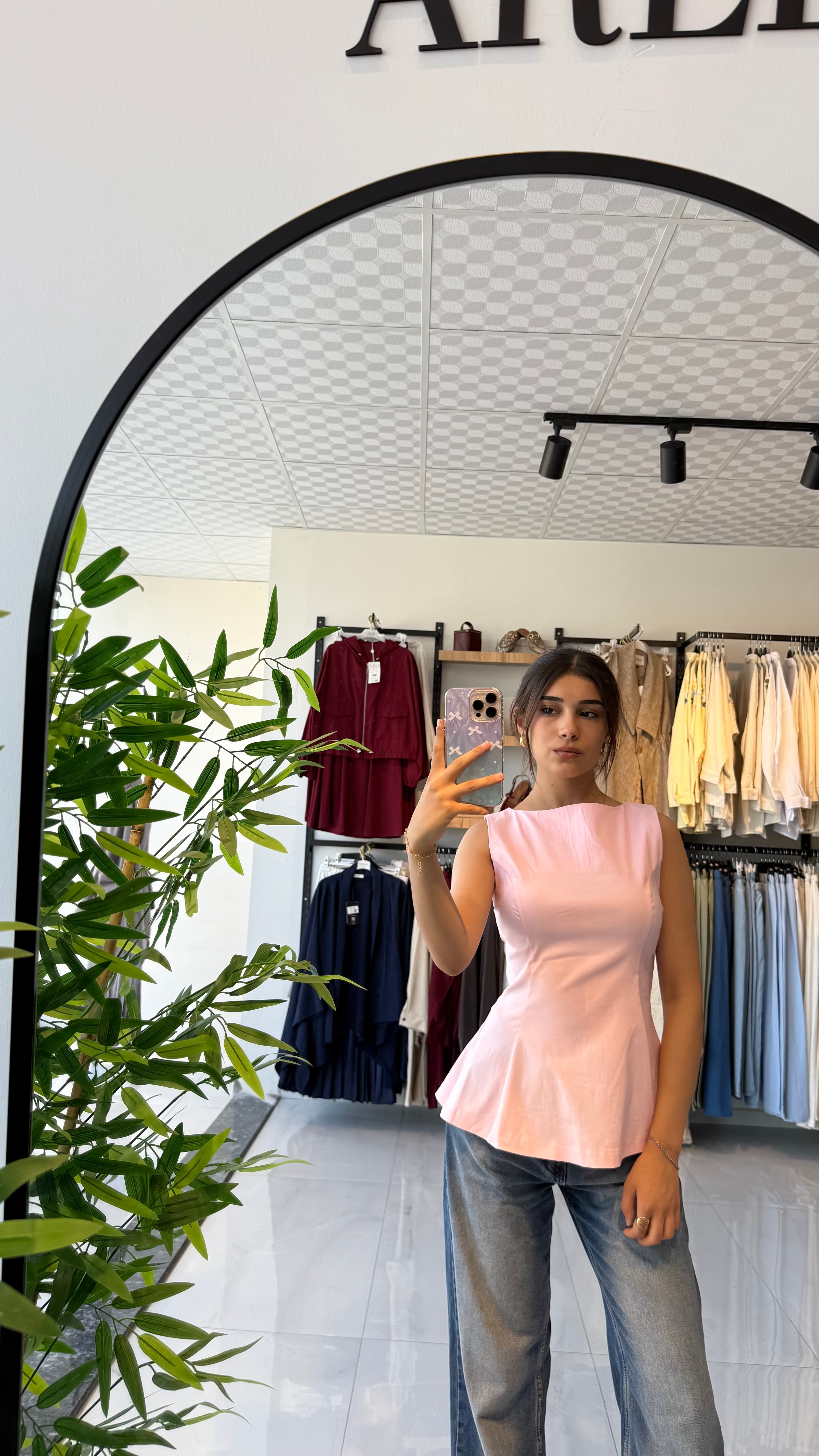 Poplin Top - Pembe