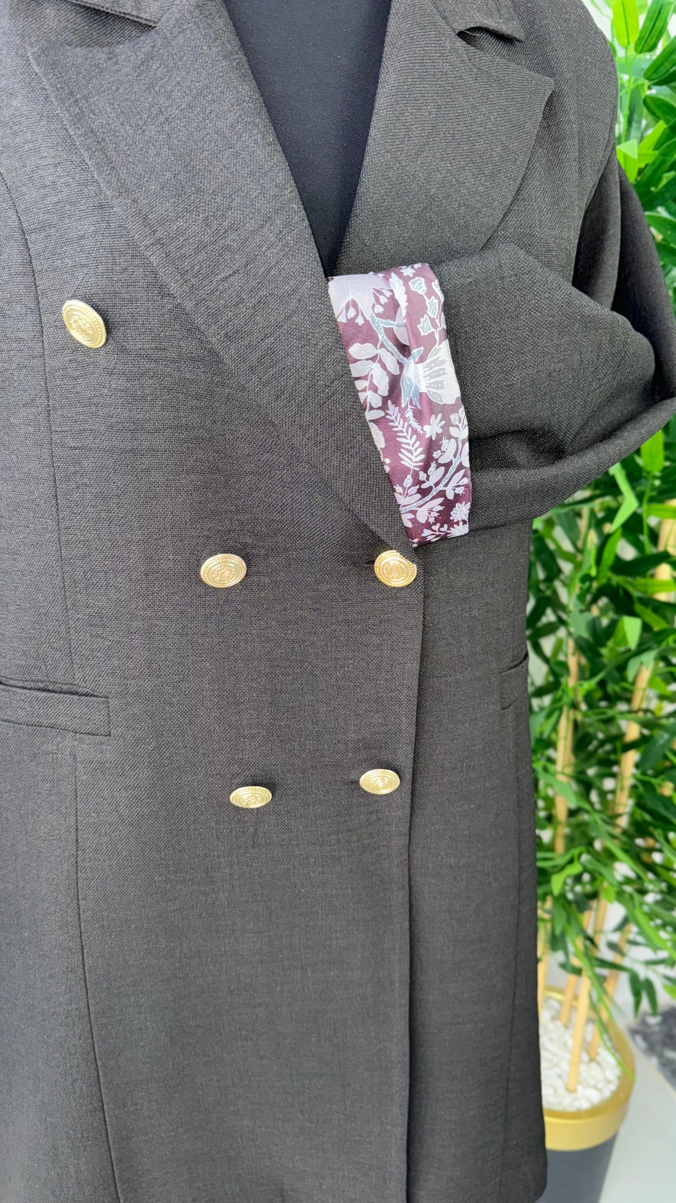 Özel Tasarım Astar Detaylı Blazer Ceket - Siyah