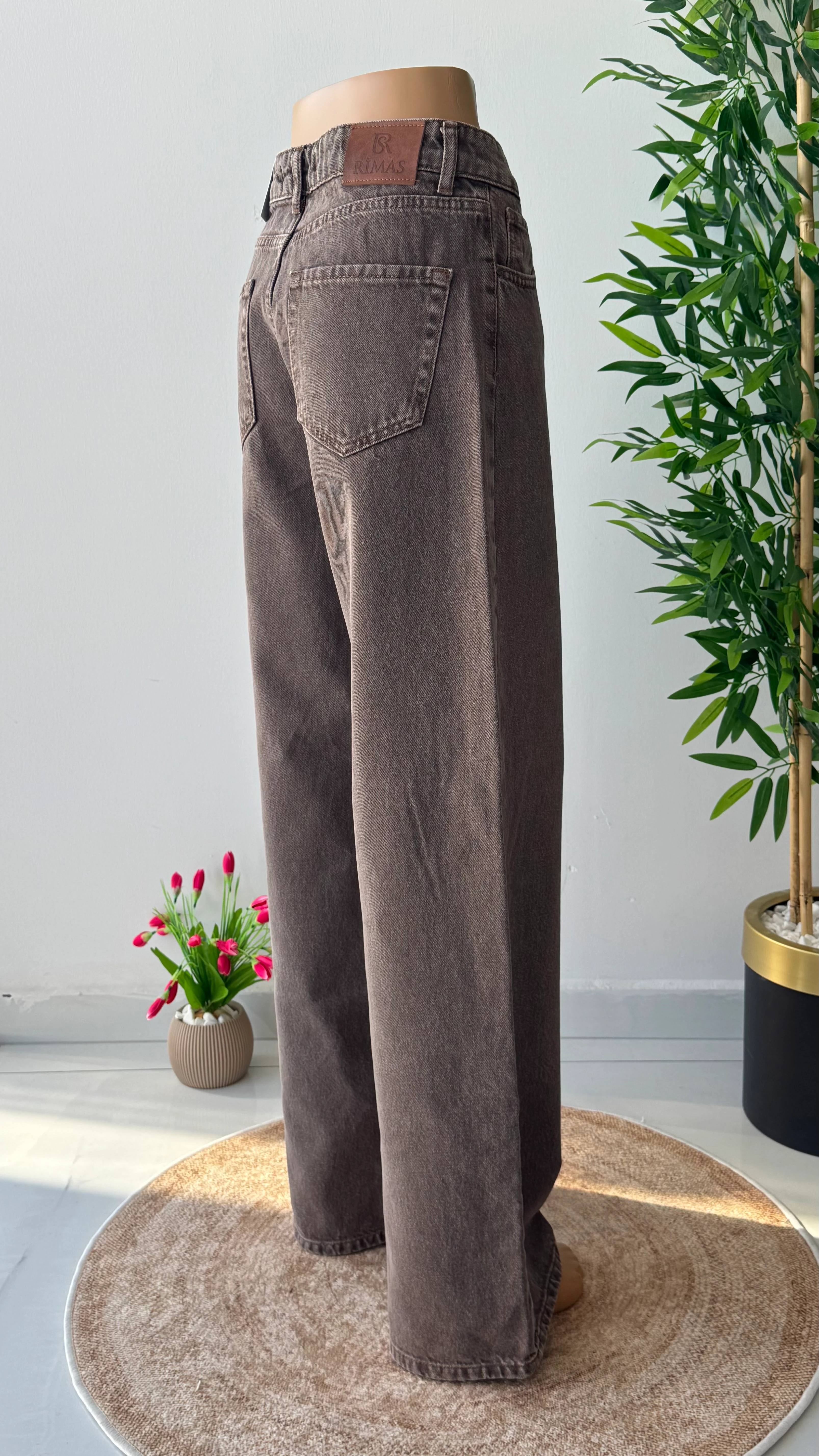 Kahve tint palazzo jean