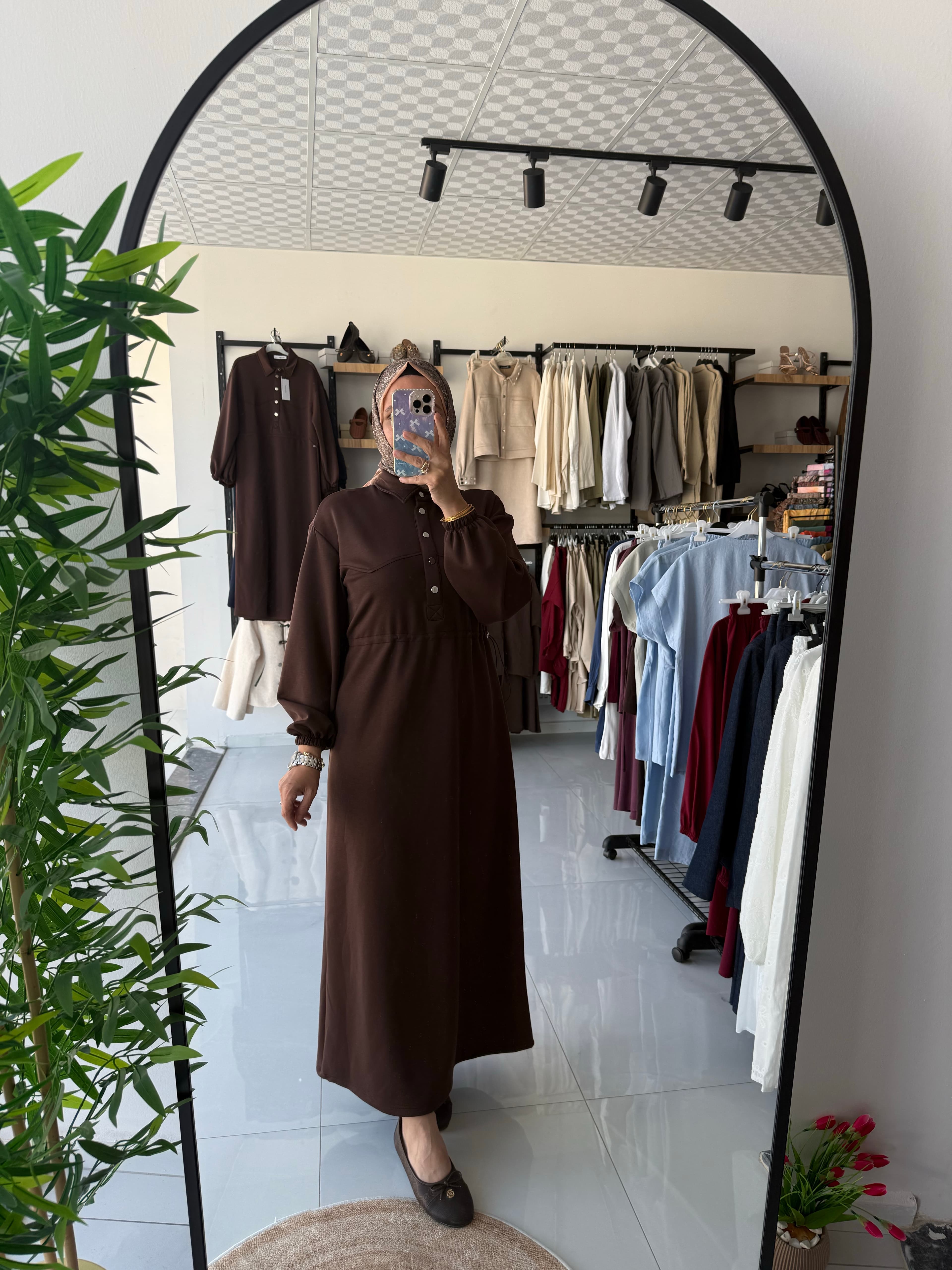 Modal Çıtçıt Detaylı Elbise