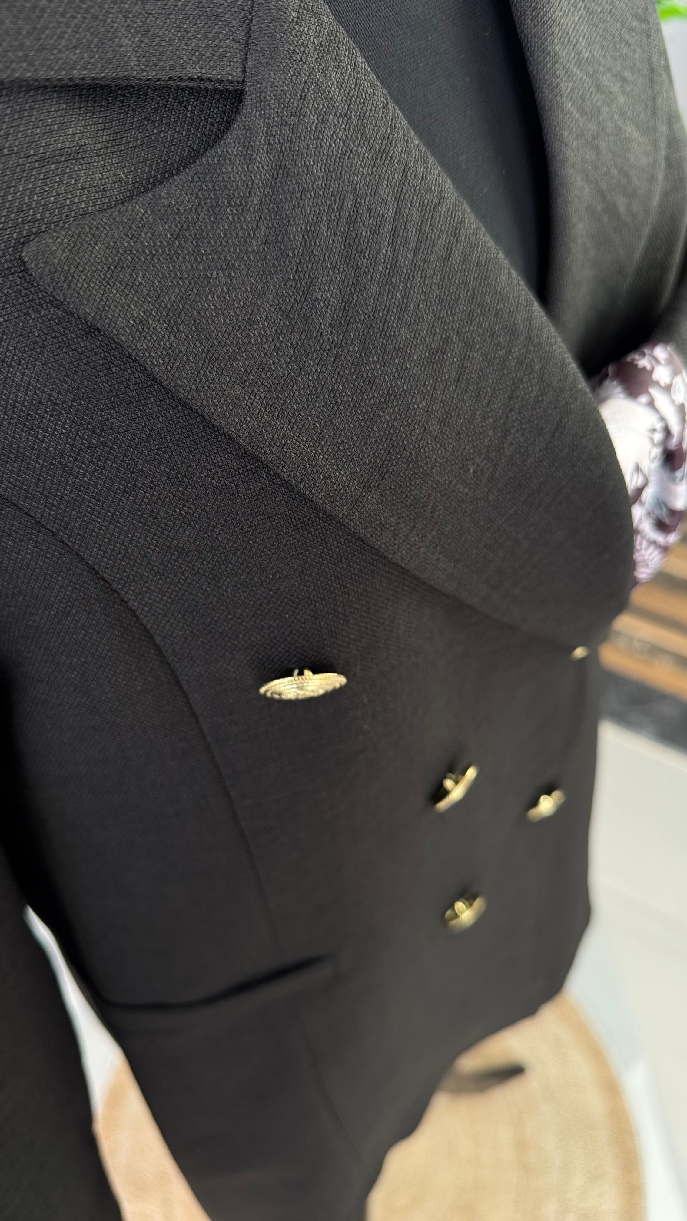 Özel Tasarım Astar Detaylı Blazer Ceket - Siyah