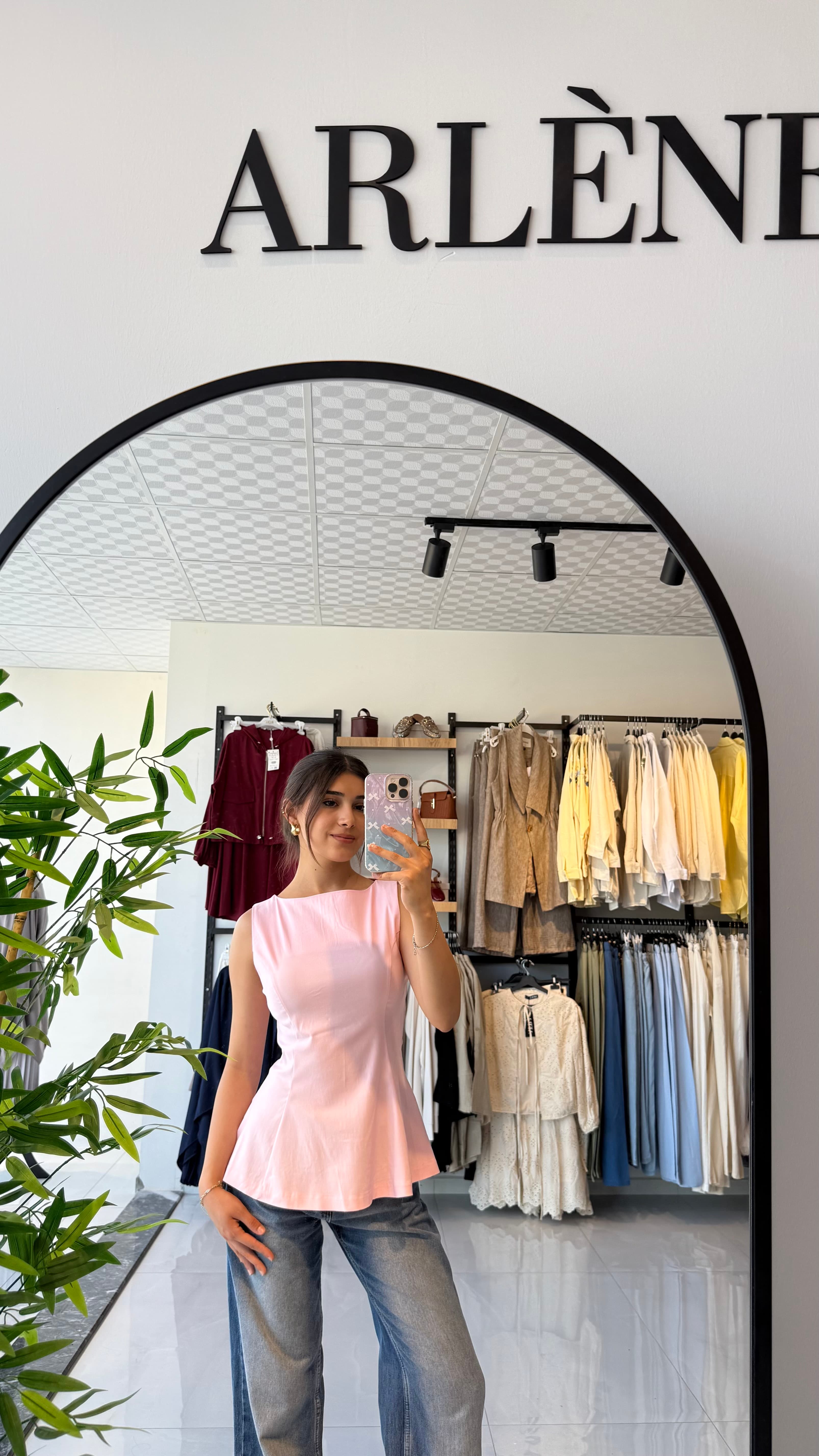 Poplin Top - Pembe