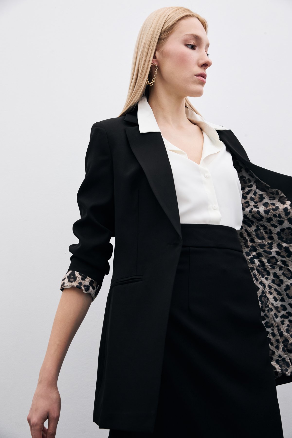 Mono Yaka Klasik Blazer Ceket - Siyah