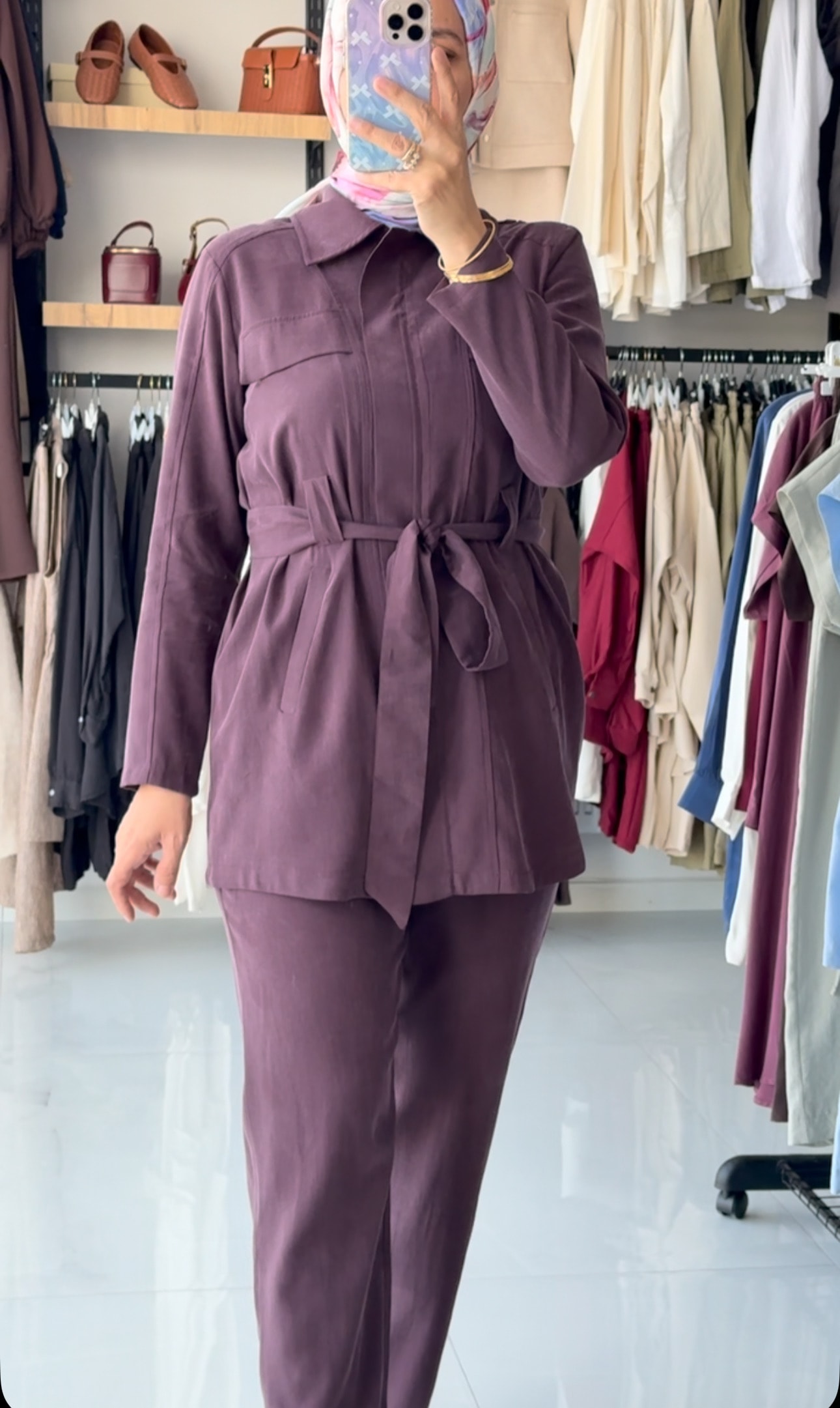 Tensel Pantolonlu Takım - Bordo