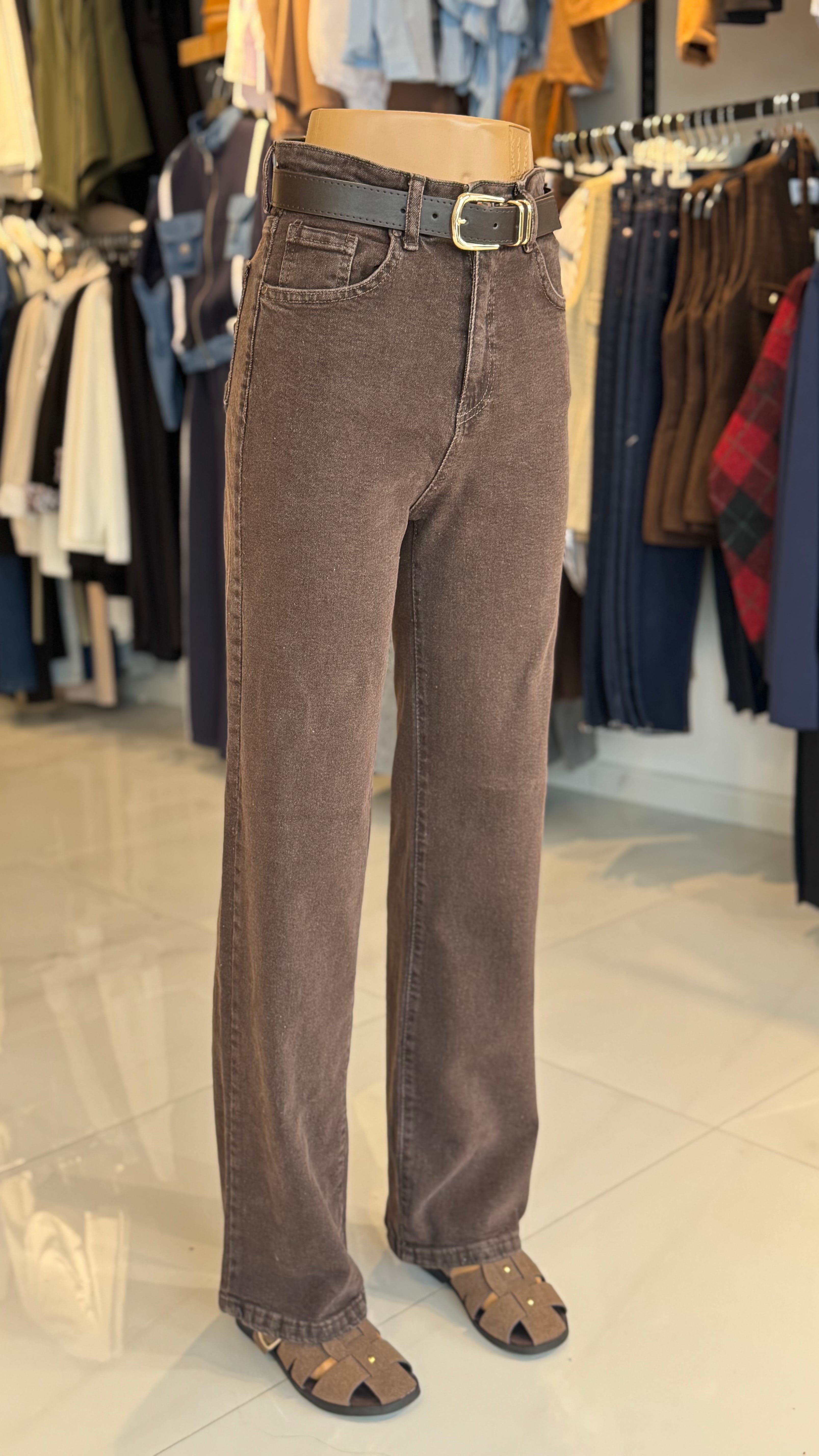 Kemerli kot pantolon
