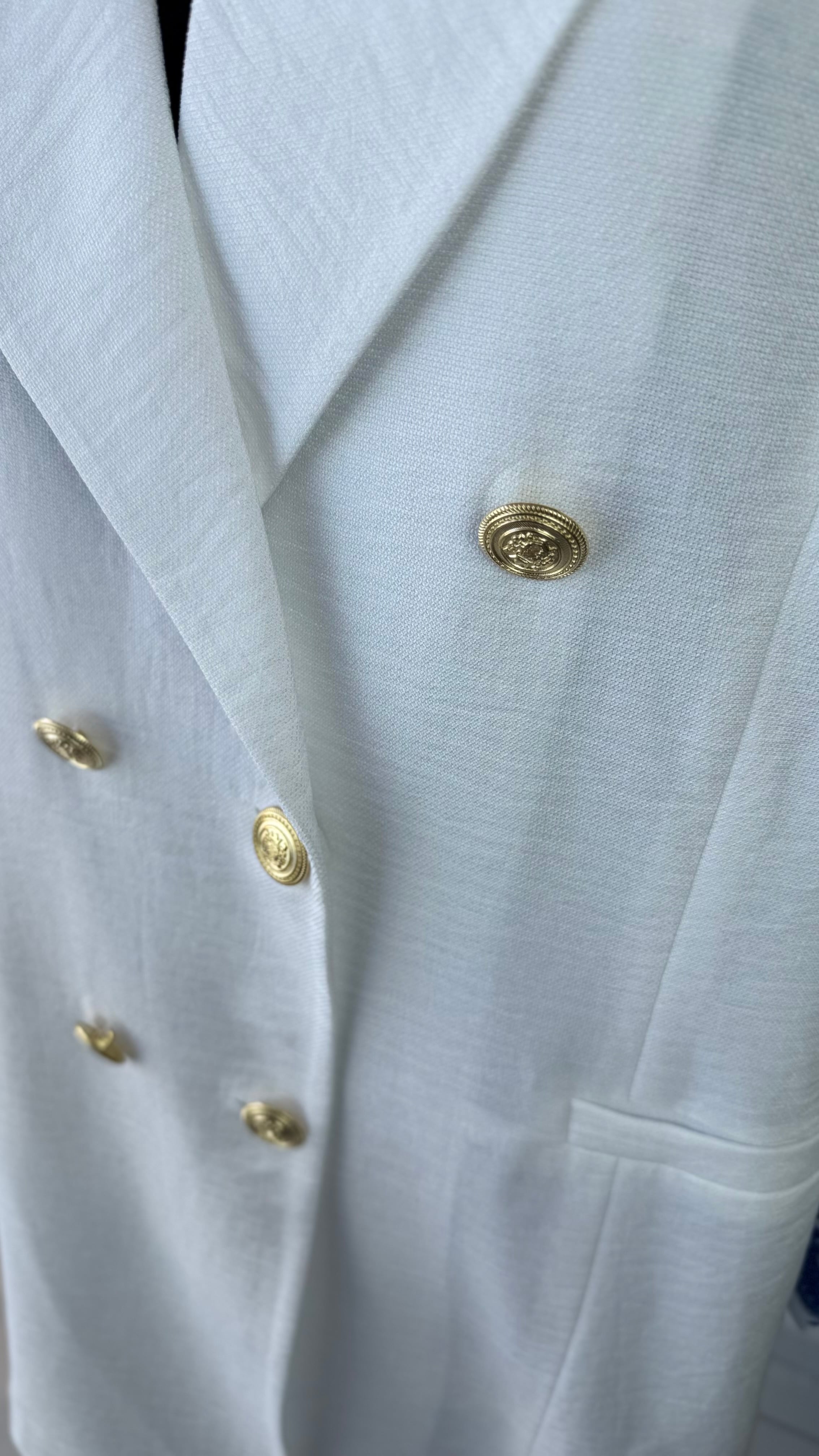 Özel Tasarım Astar Detaylı Blazer Ceket - Beyaz