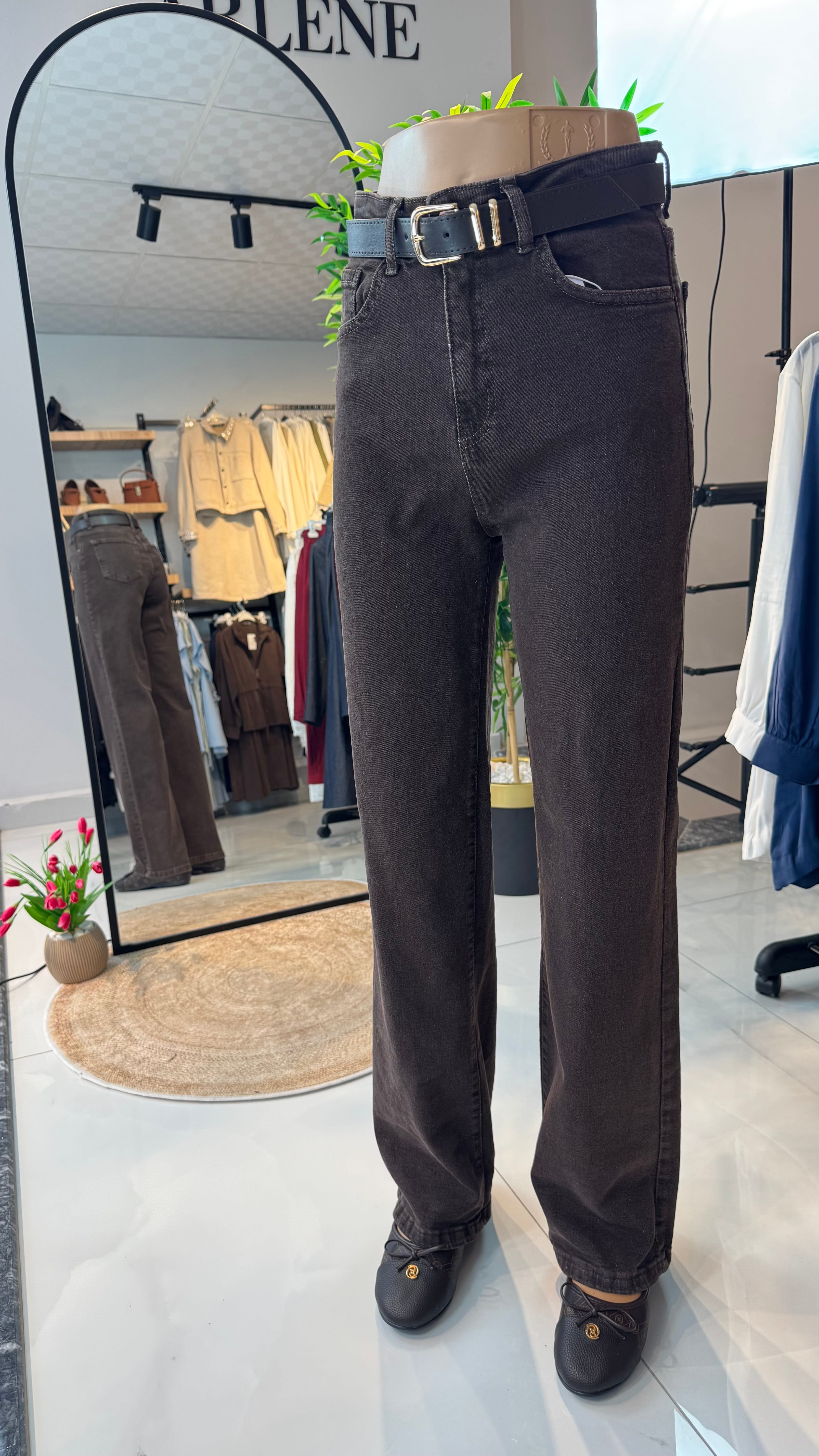 Kemerli kot pantolon
