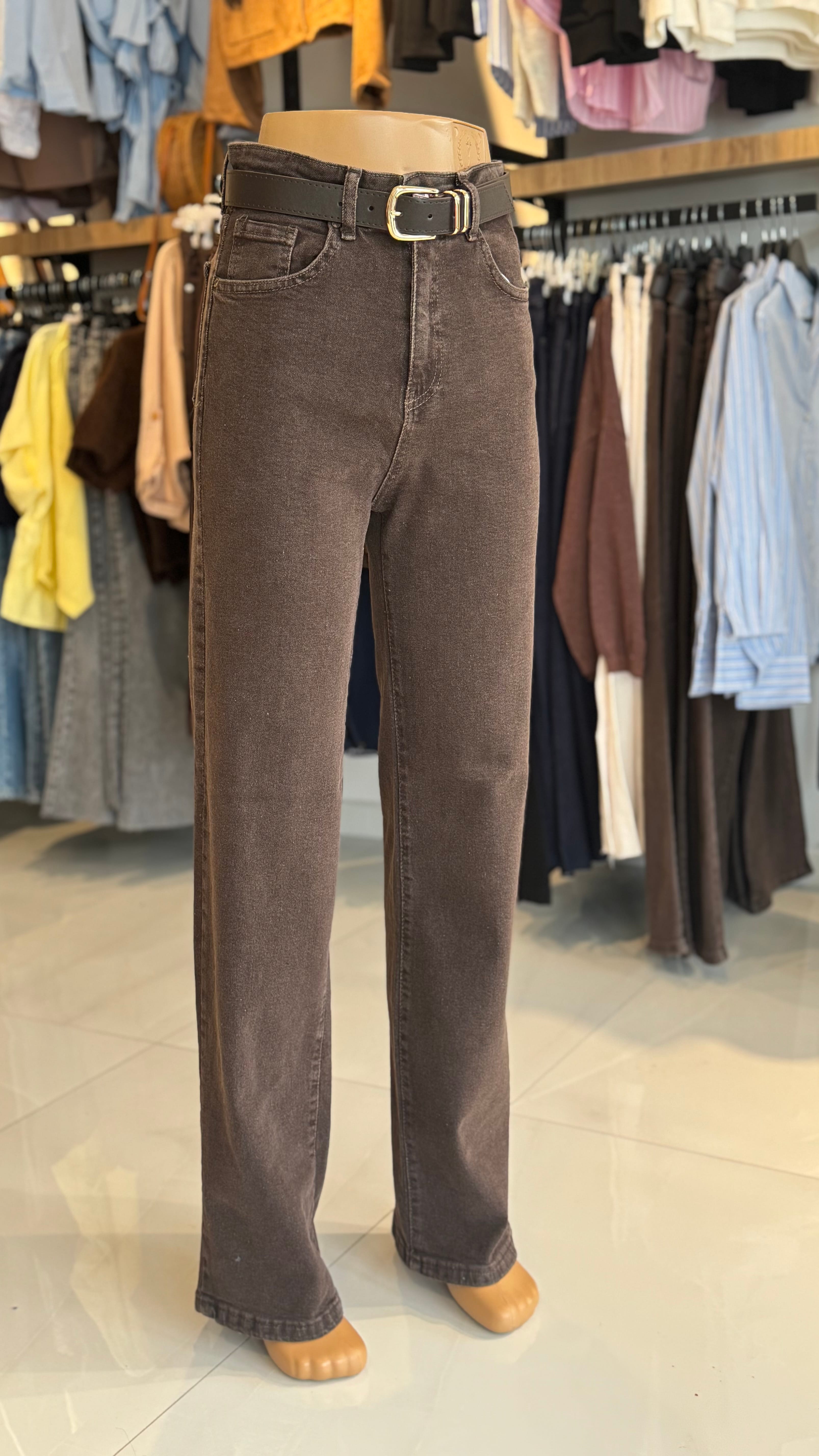 Kemerli kot pantolon