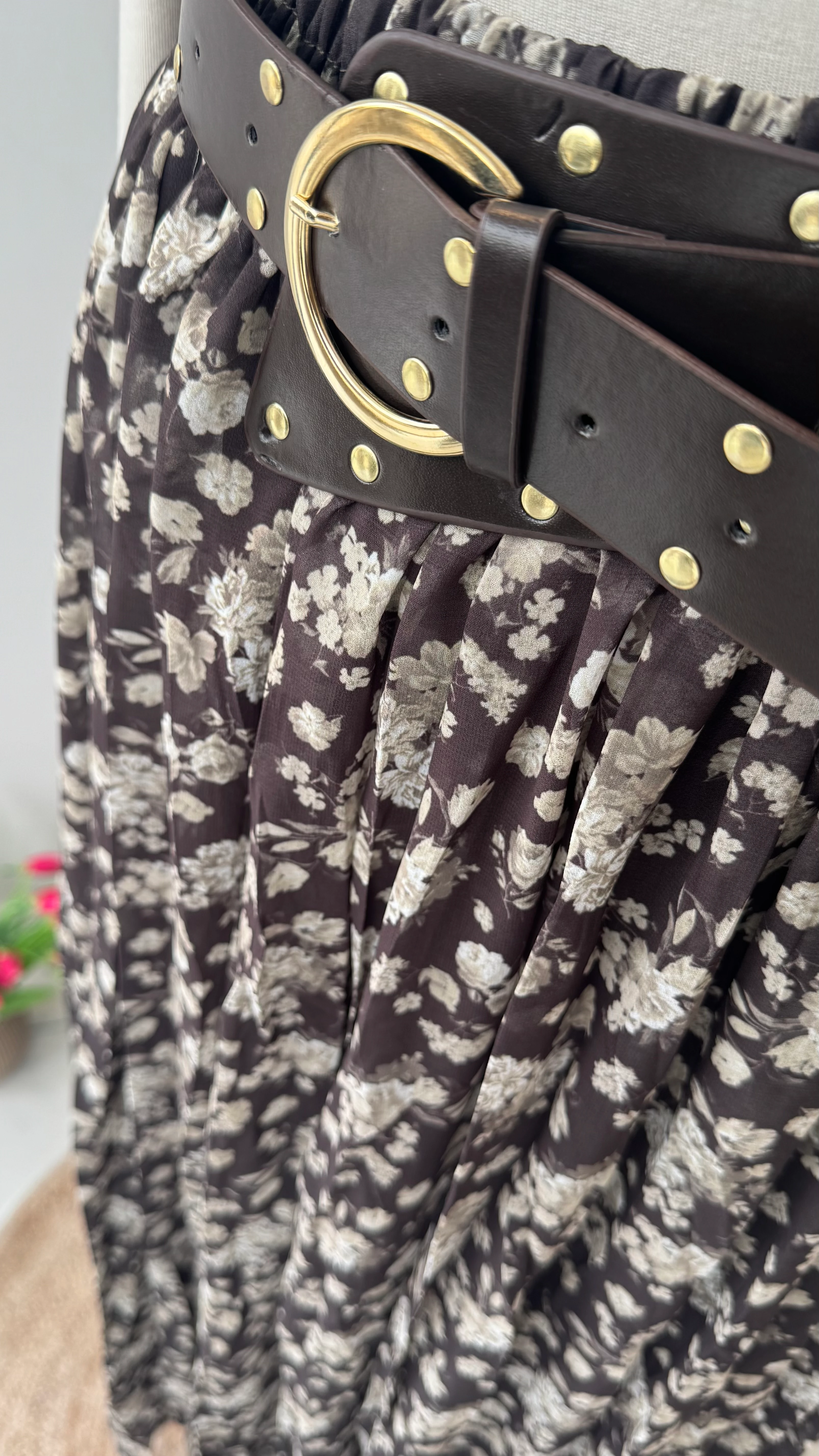 Kalın Kemerli Şifon Etek