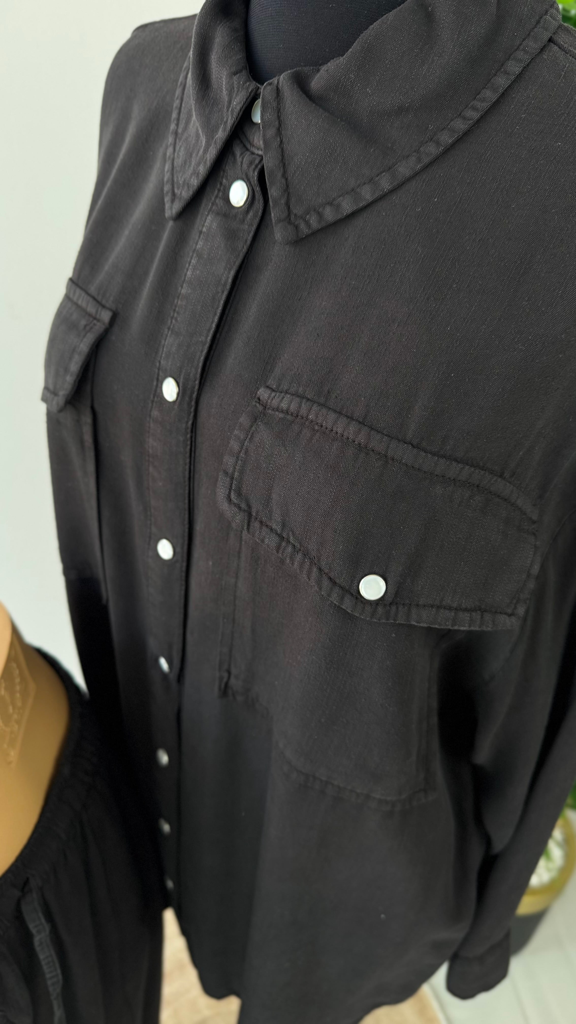Tencel Konik Pantolonlu Takım - Siyah