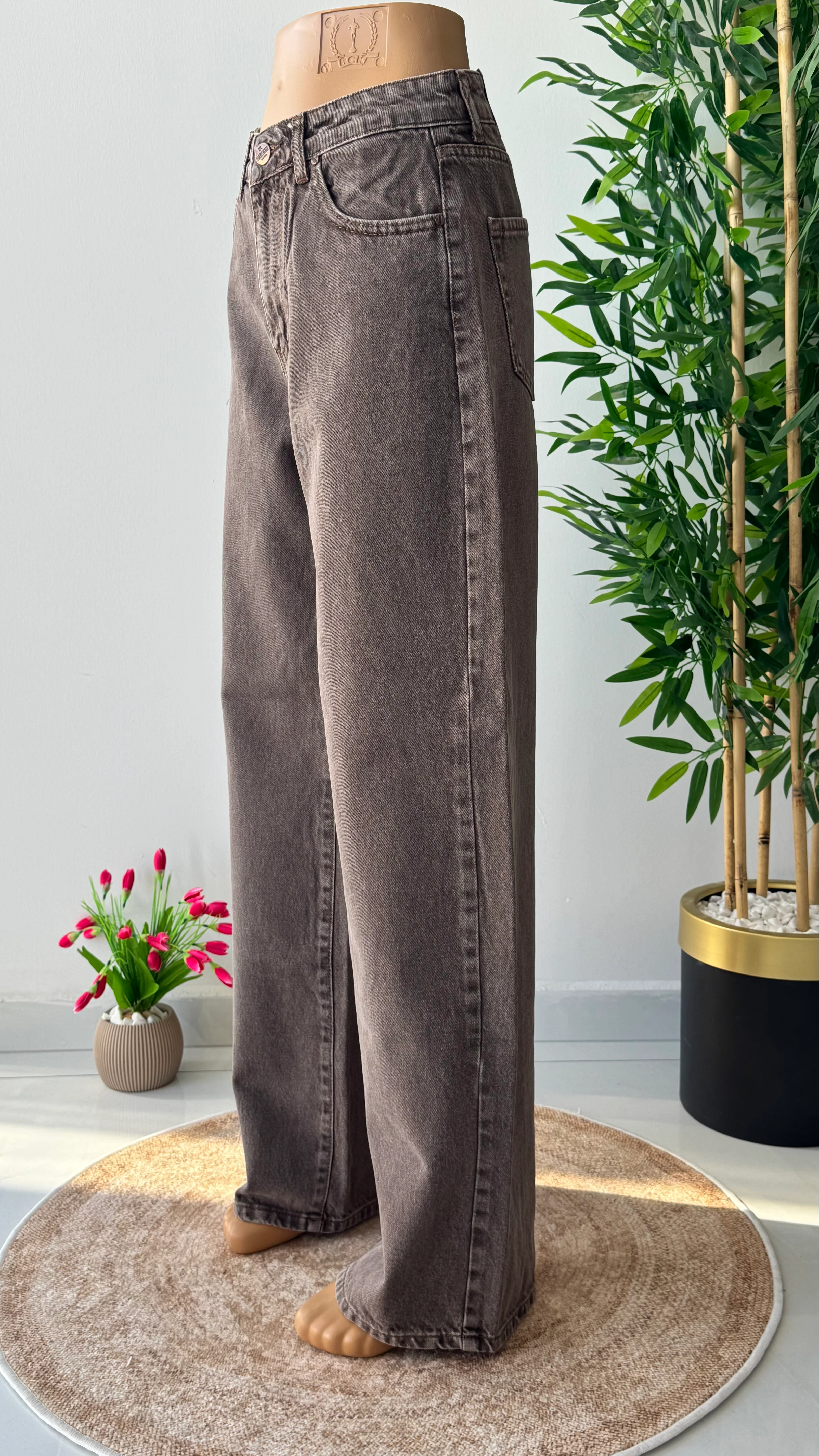 Kahve tint palazzo jean